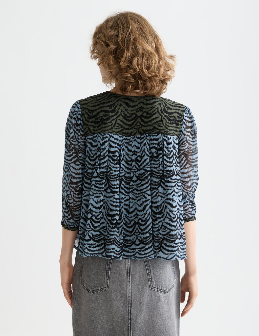 Contrast yoke short sleeve top