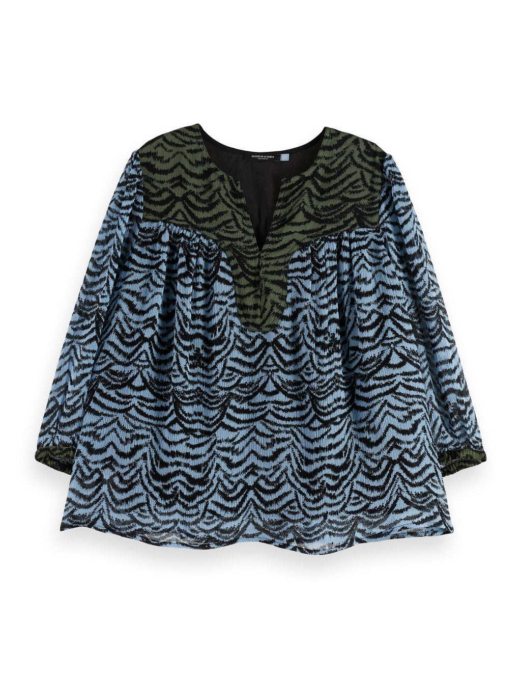 Contrast yoke short sleeve top