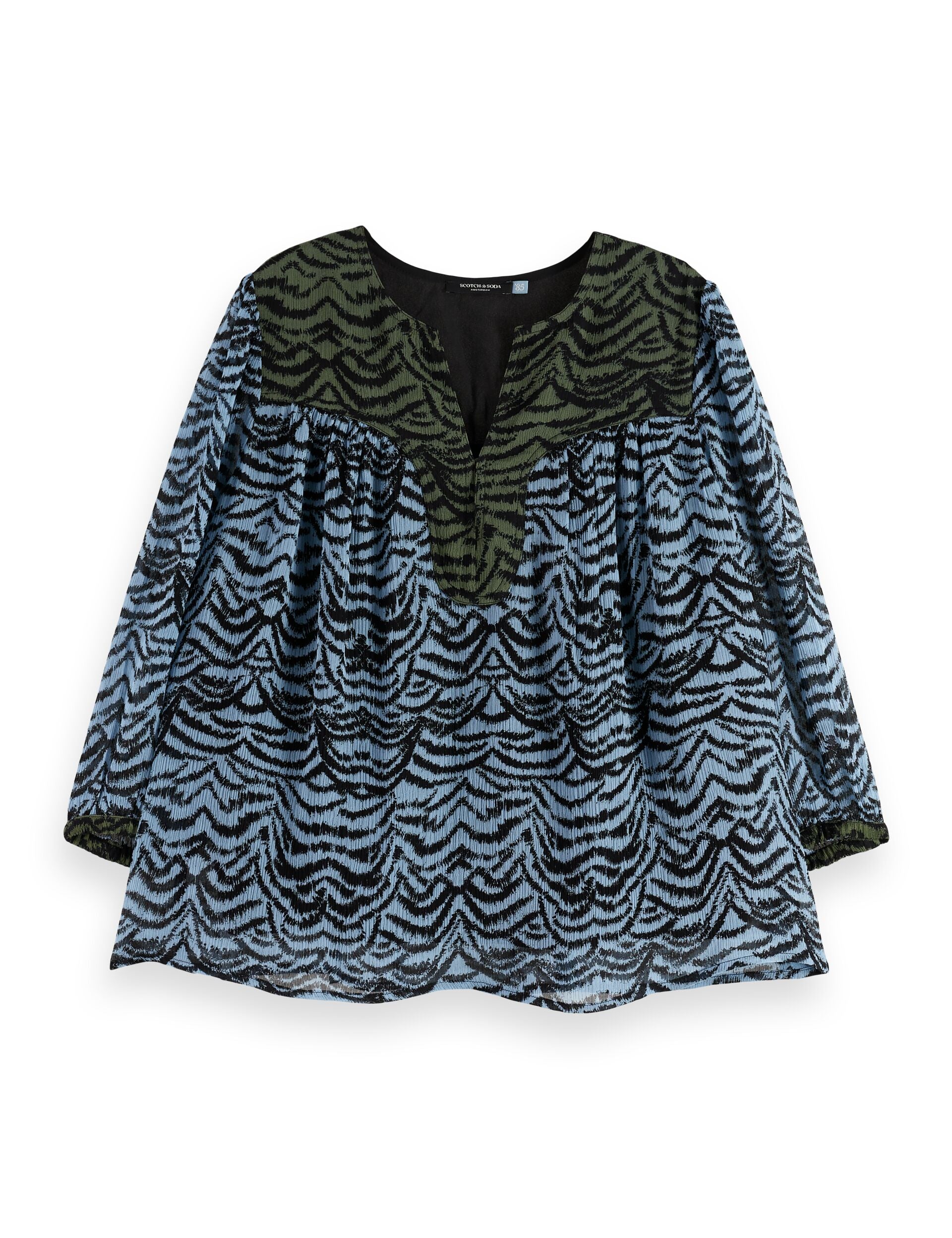 Contrast yoke short sleeve top