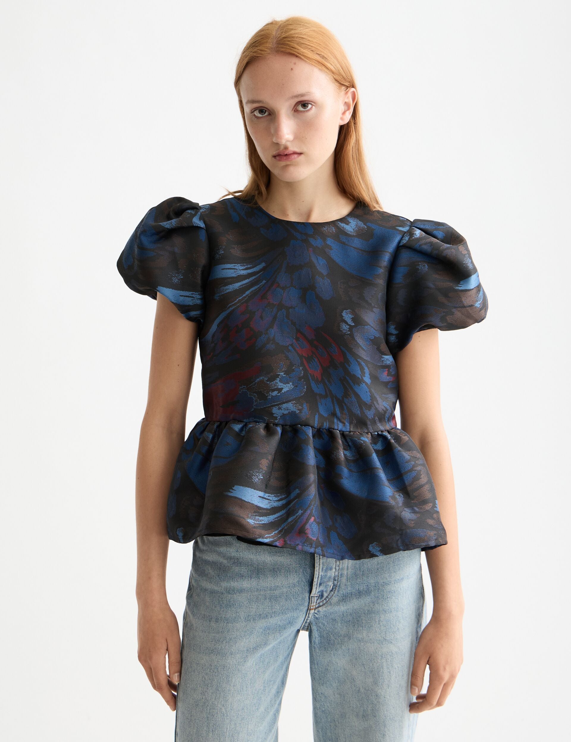 Cap sleeve top with peplum