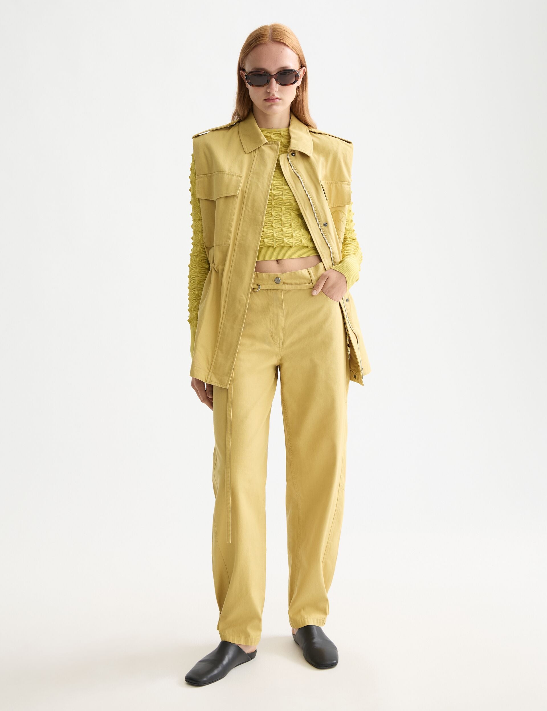 Slash neck textured stitch pullover