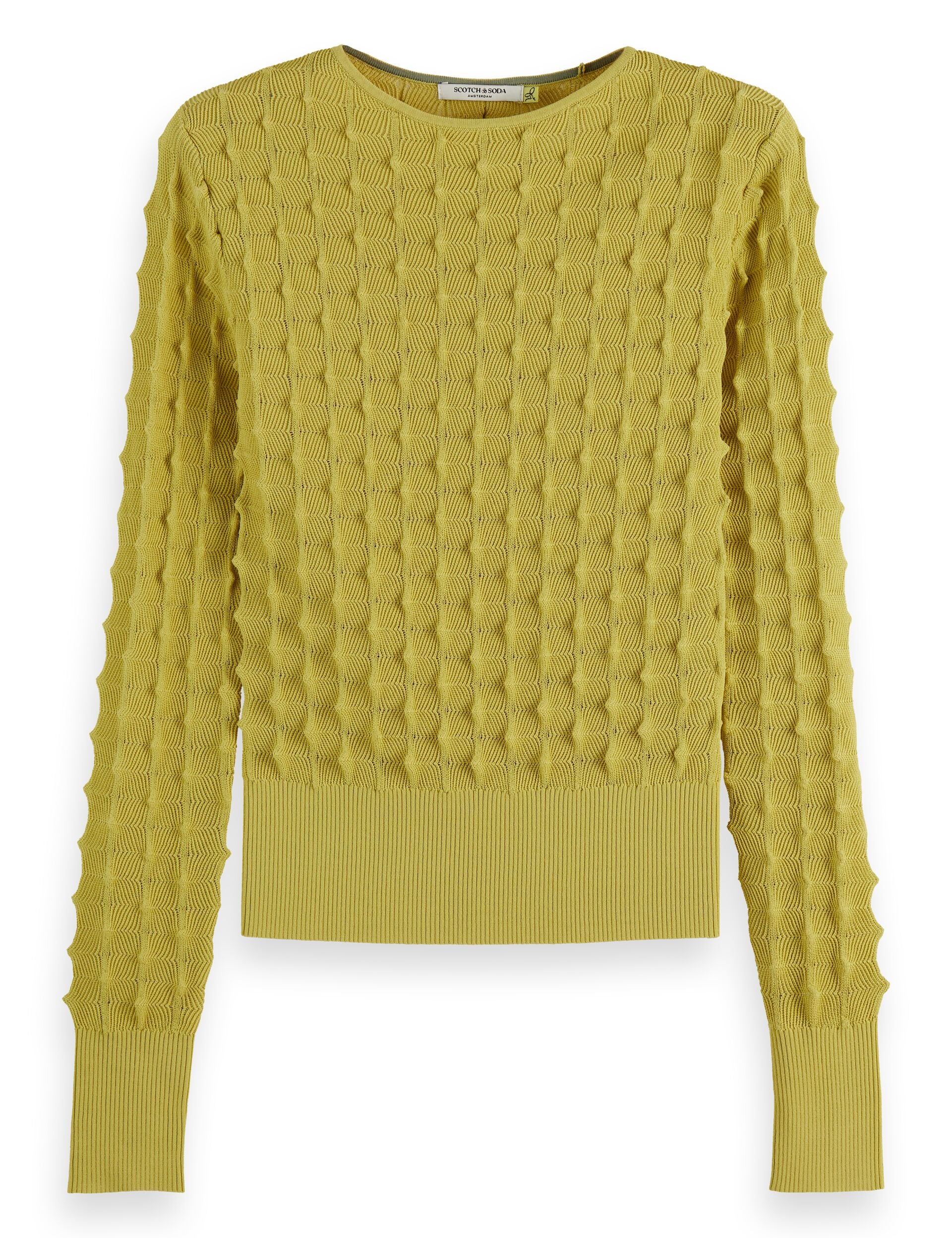 Slash neck textured stitch pullover