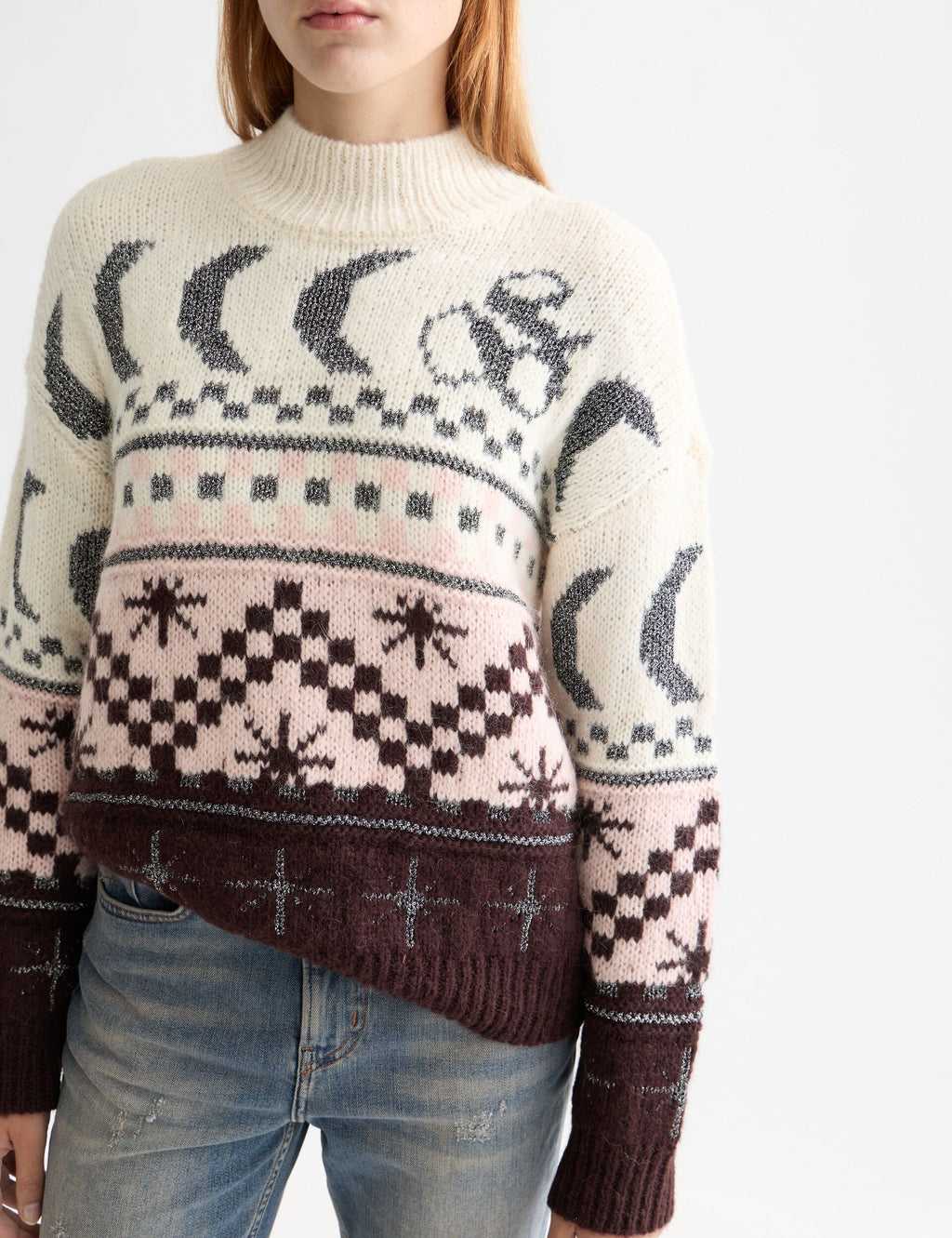 Metallic Fair Isle pullover
