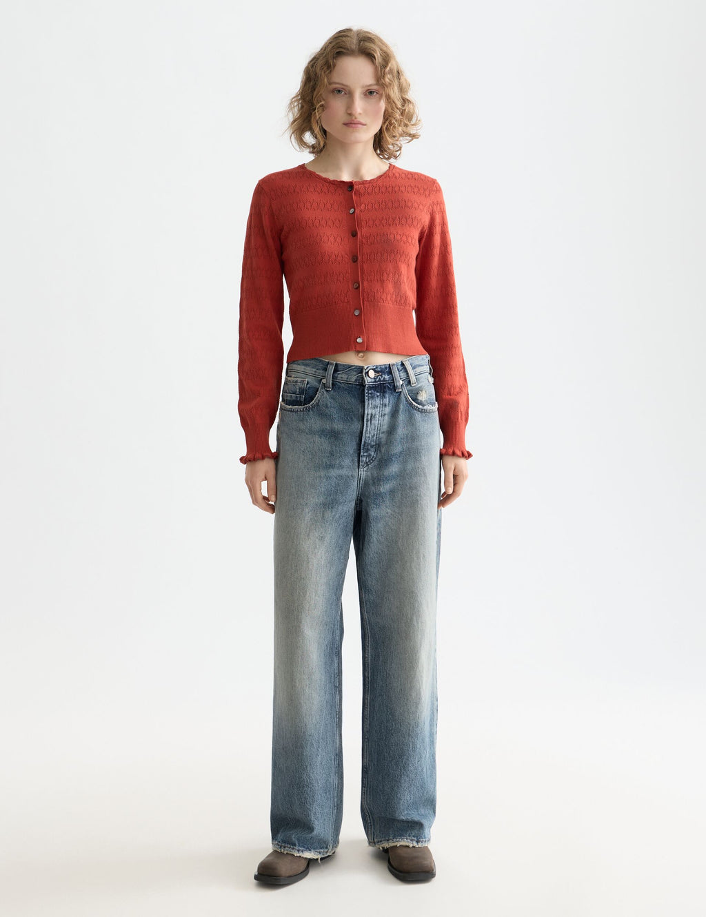 Pointelle knitted cardigan