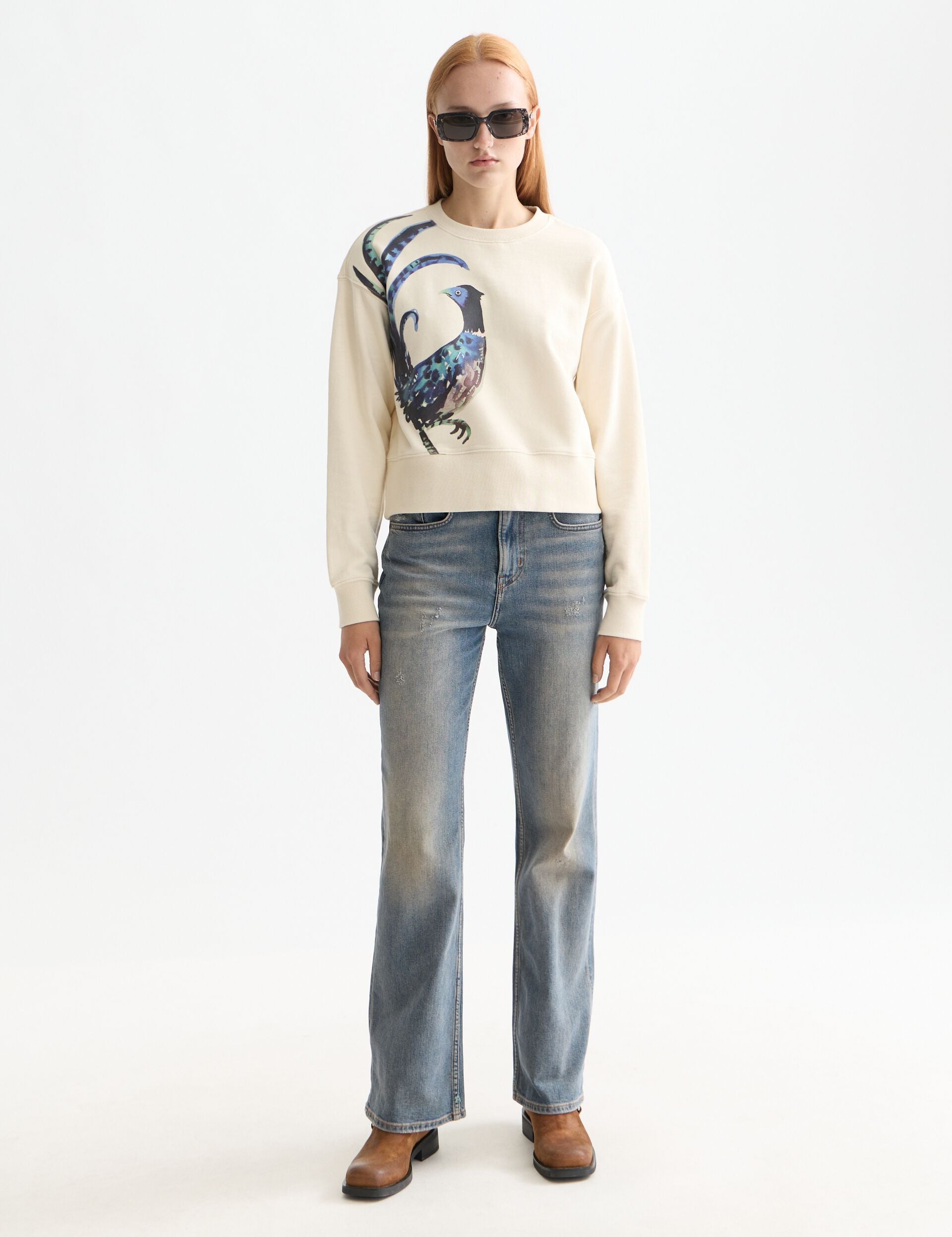 Washed artwork loose fit sweater