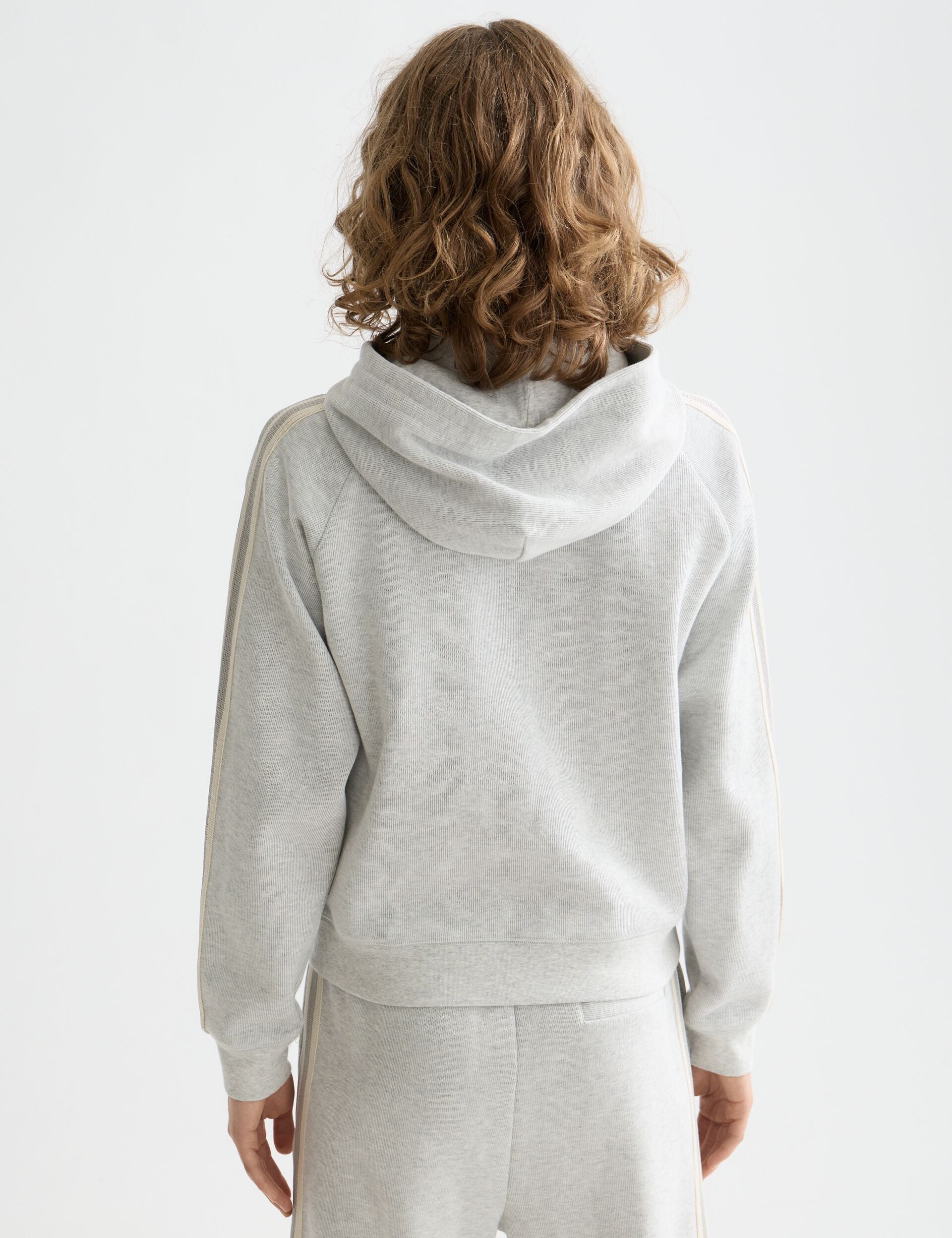 Zip through interlock hoodie