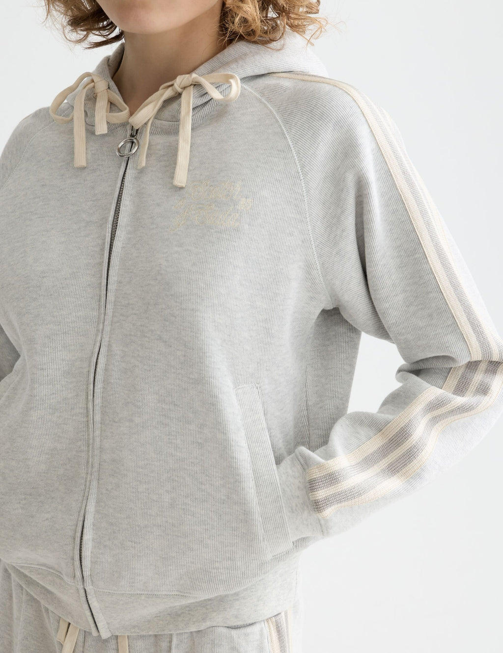 Zip through interlock hoodie