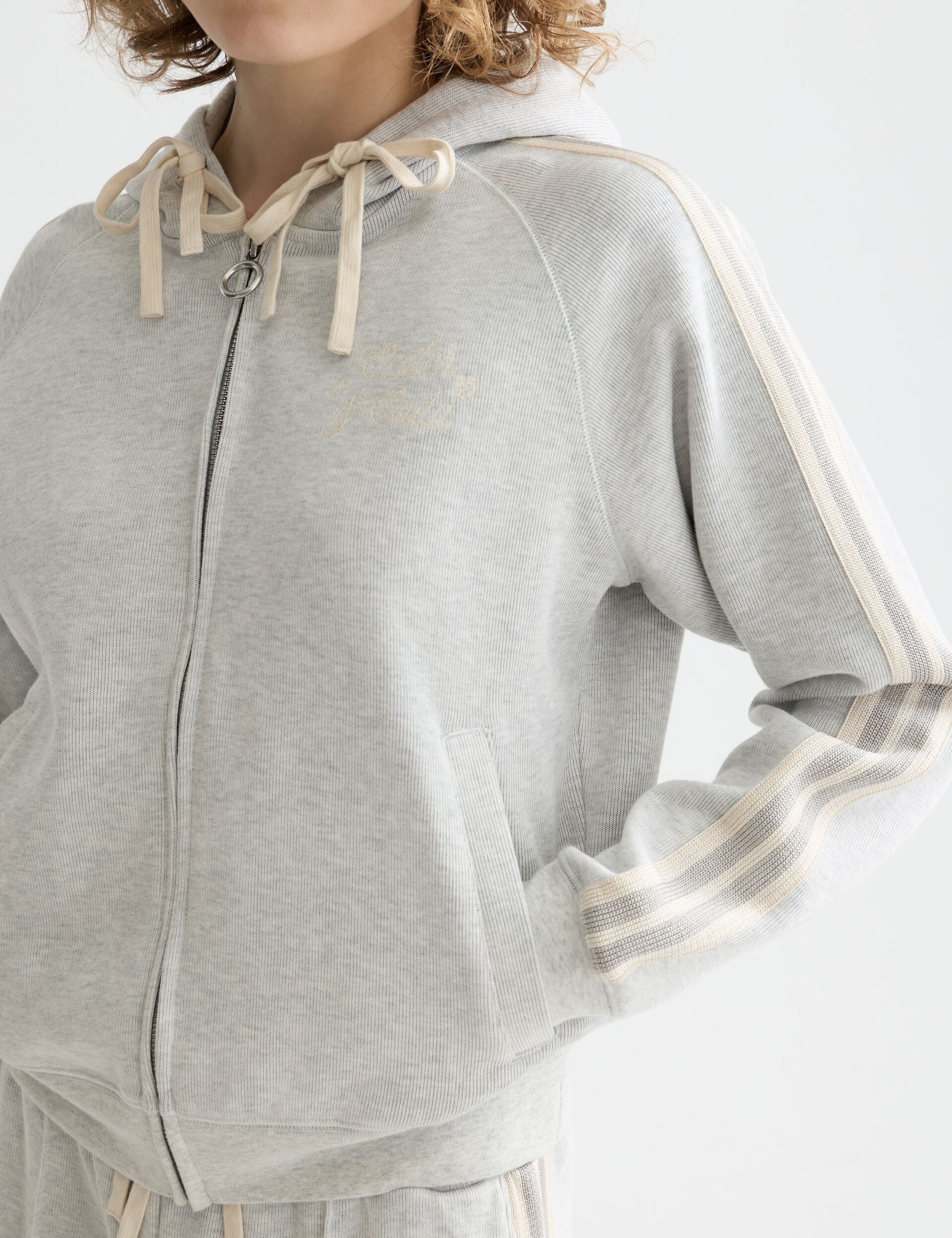 Zip through interlock hoodie