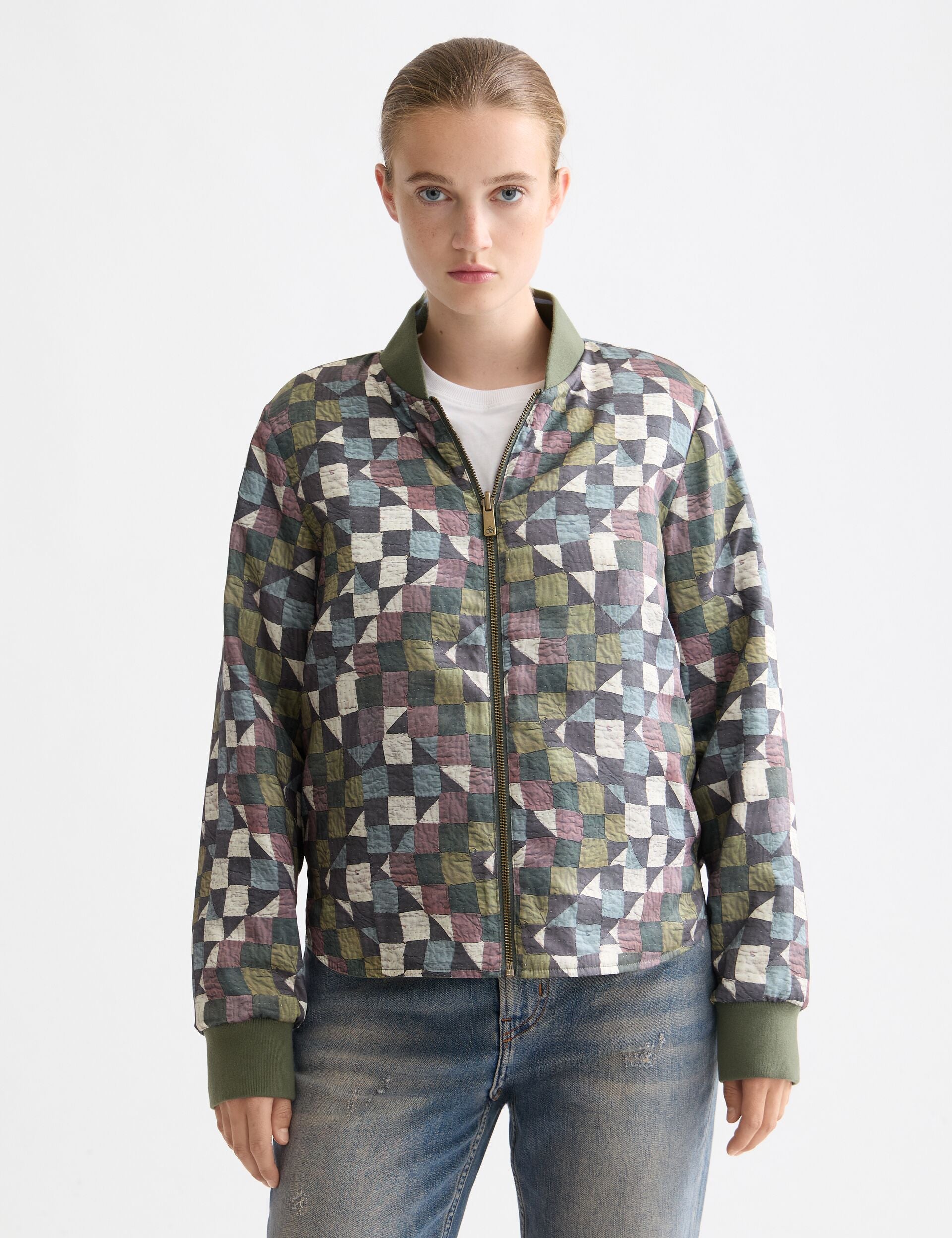 Reversible quilted bomber