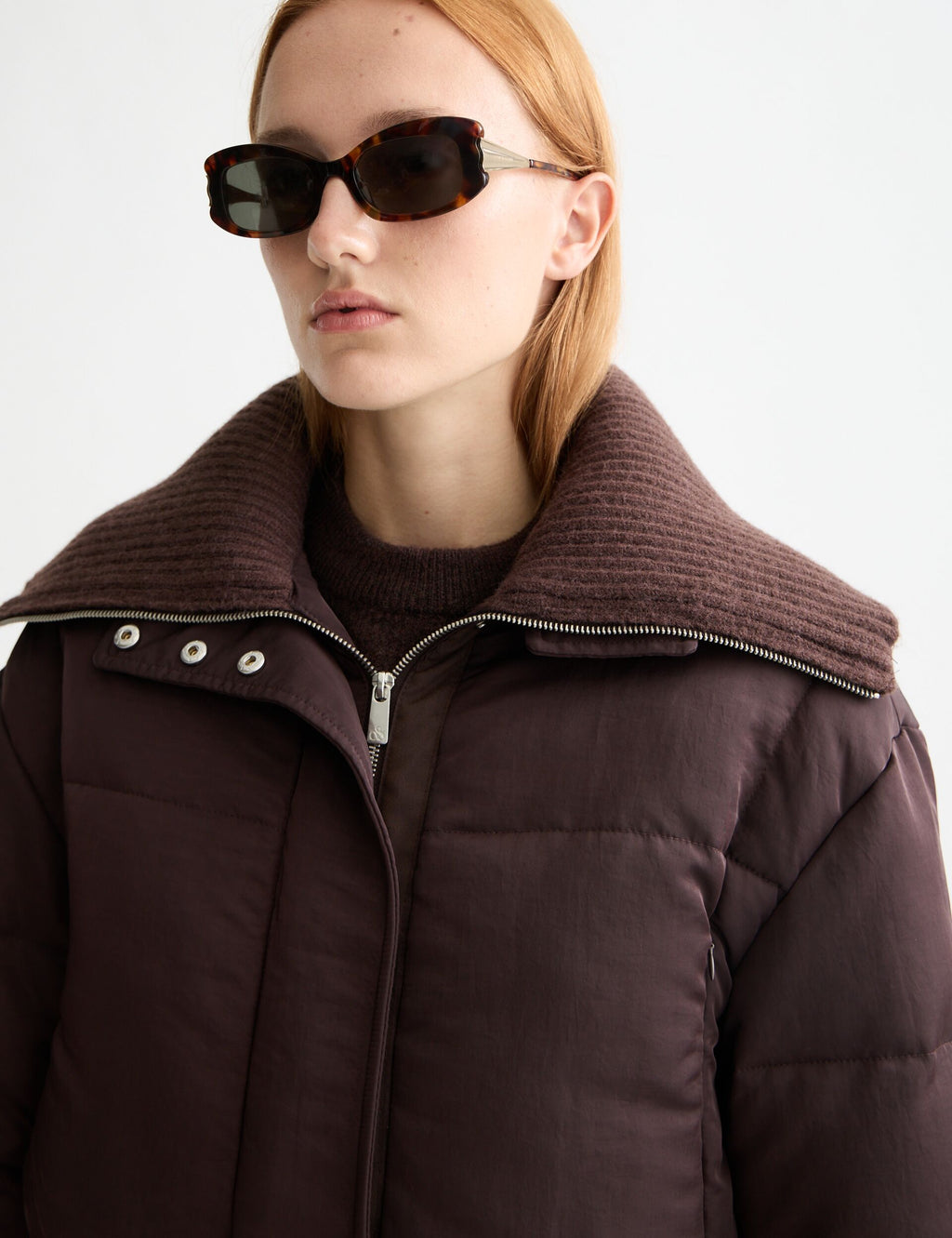 Aviator collar puffer jacket
