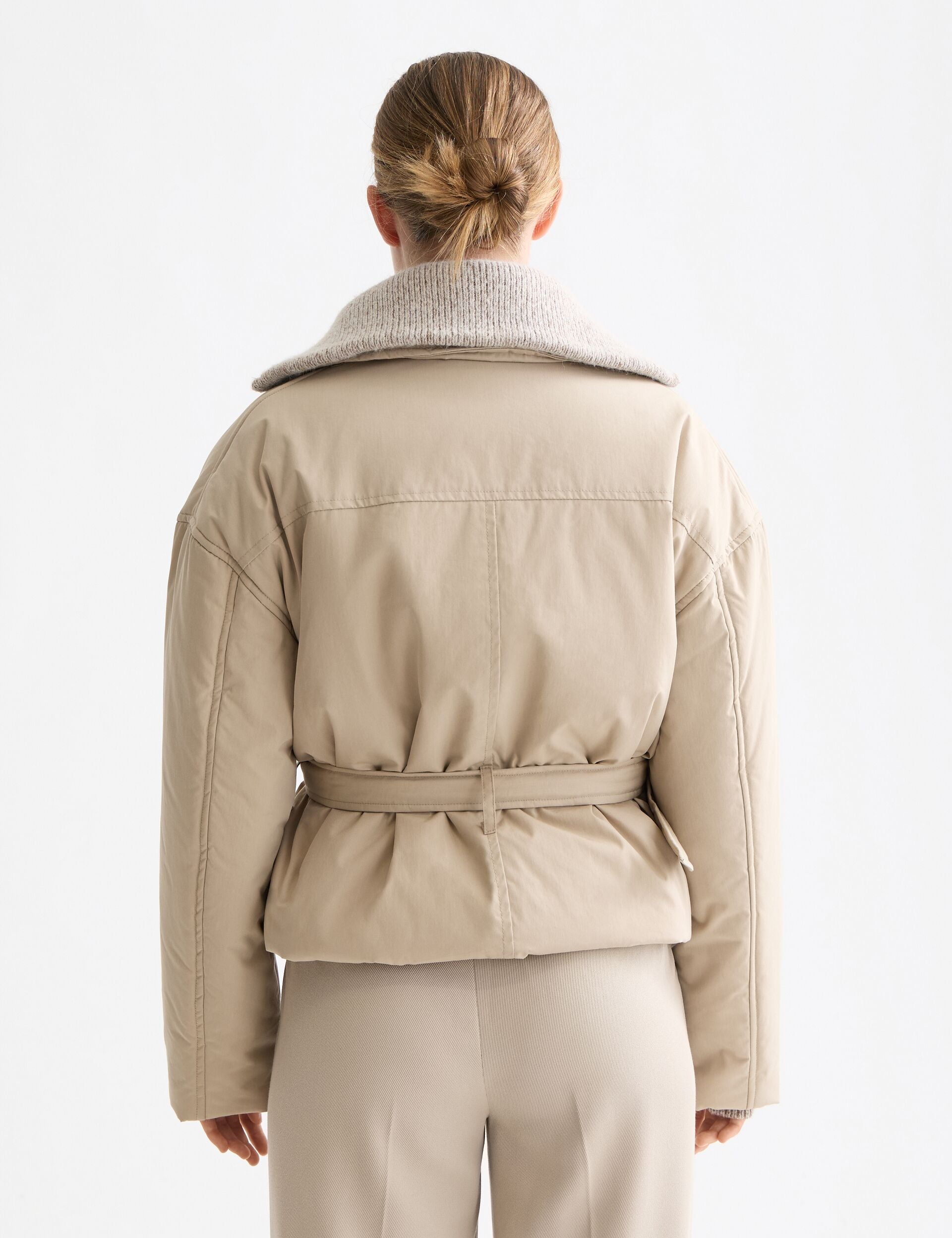 Lightweight padded poplin trench