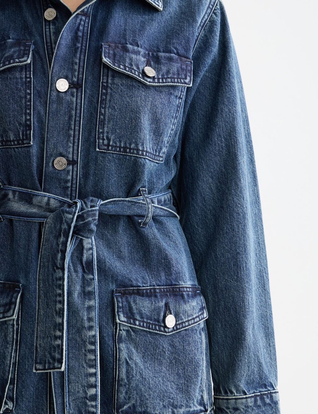 Worked out belted denim jacket — Framework