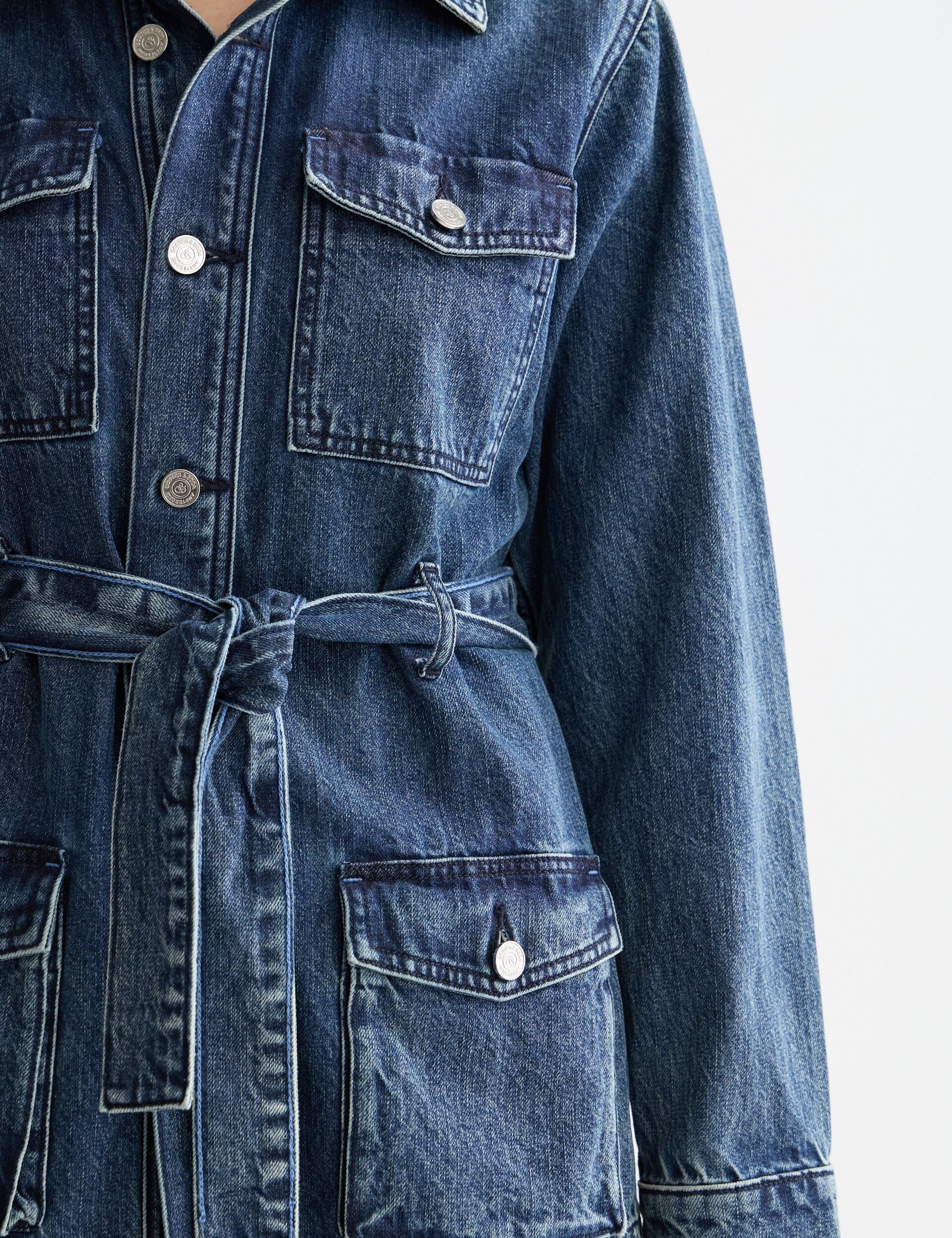 Worked out belted denim jacket — Framework