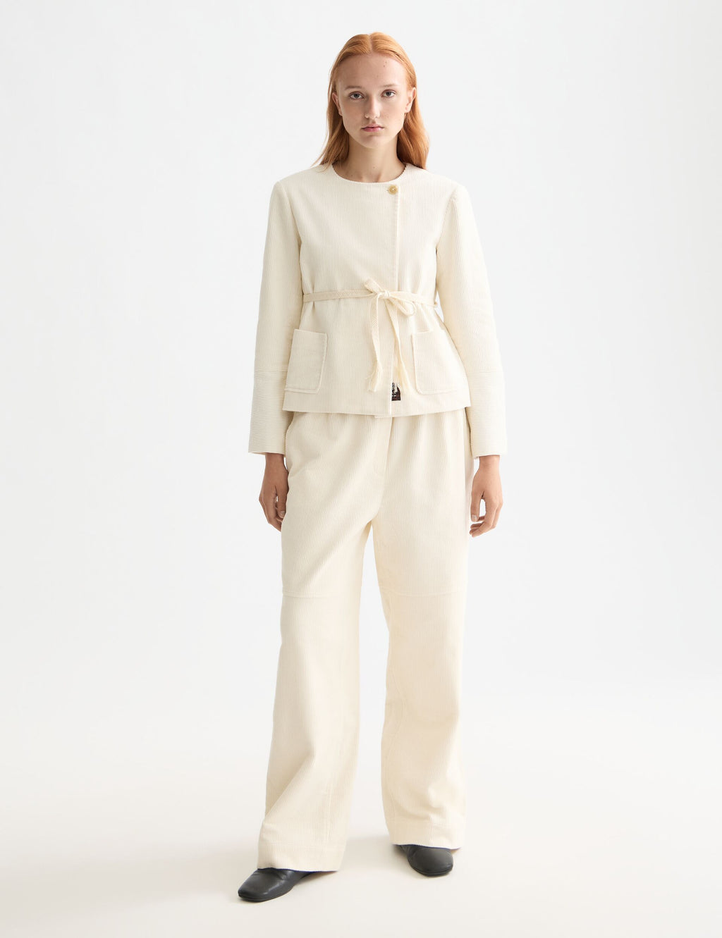 Relaxed collarless jacket