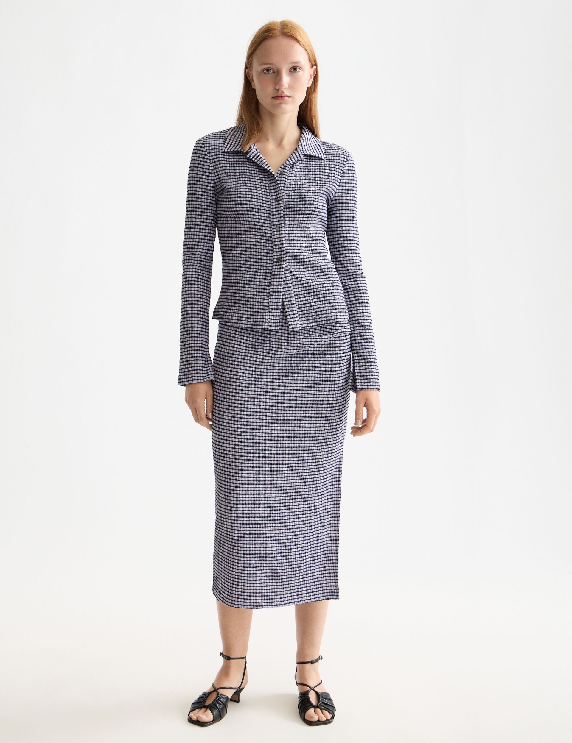 Structured gingham skirt