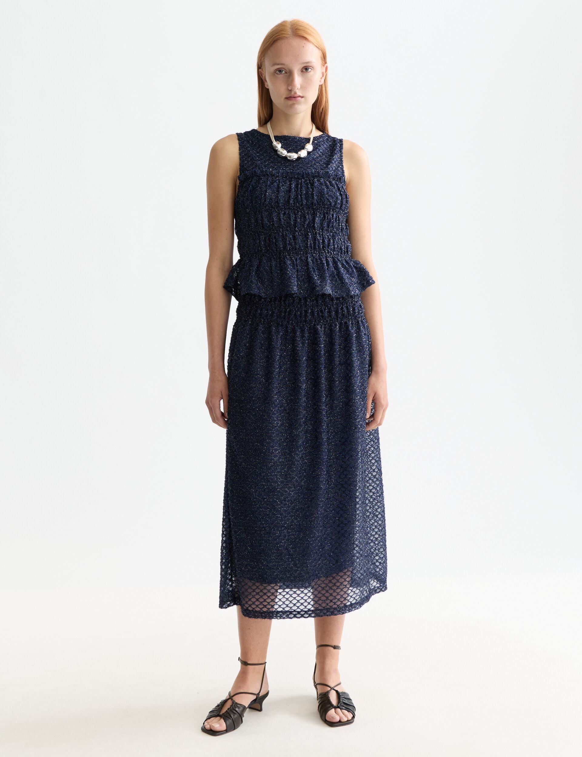 Lurex smocked skirt