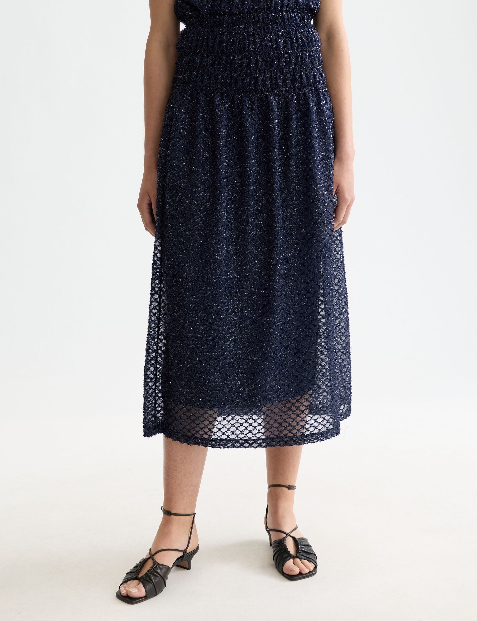 Lurex smocked skirt