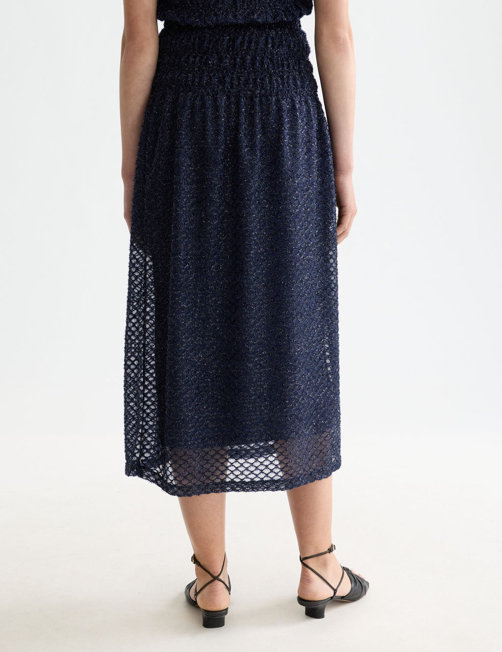 Lurex smocked skirt