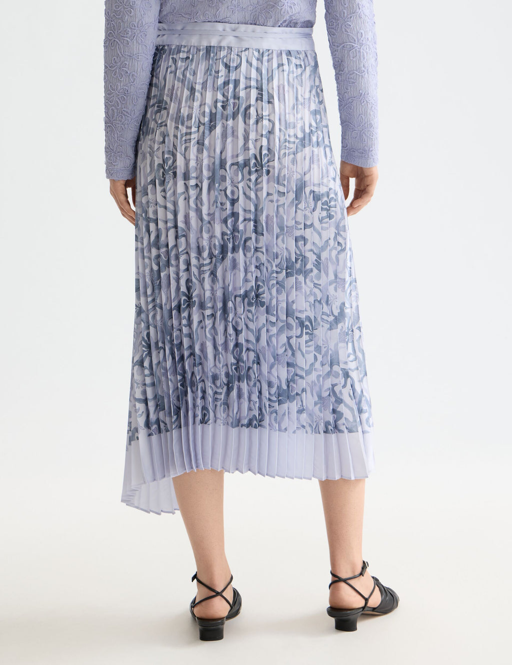 Asymmetrical pleated wrap midi skirt