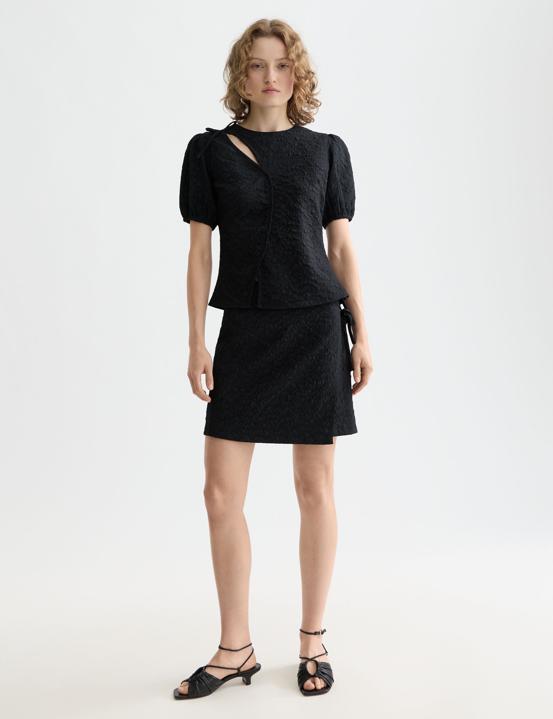 Wrapped and tied mini skirt