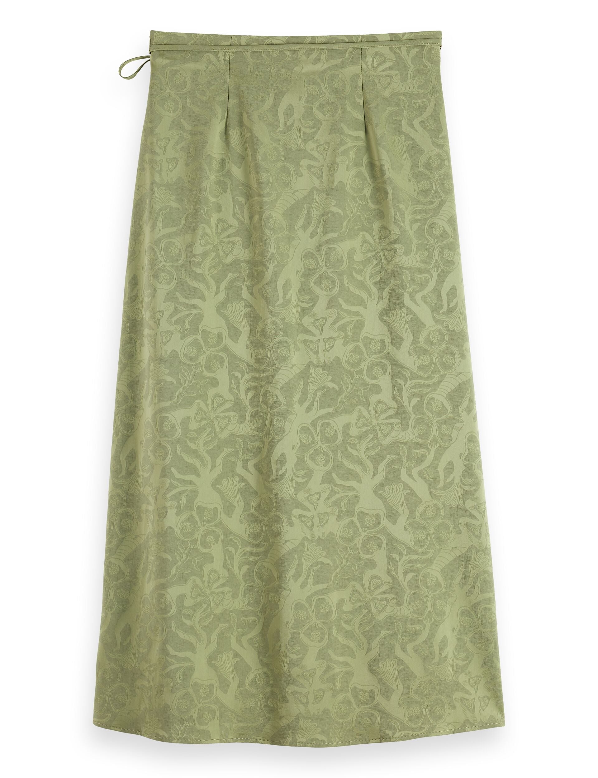 Fluid wrapped midi skirt