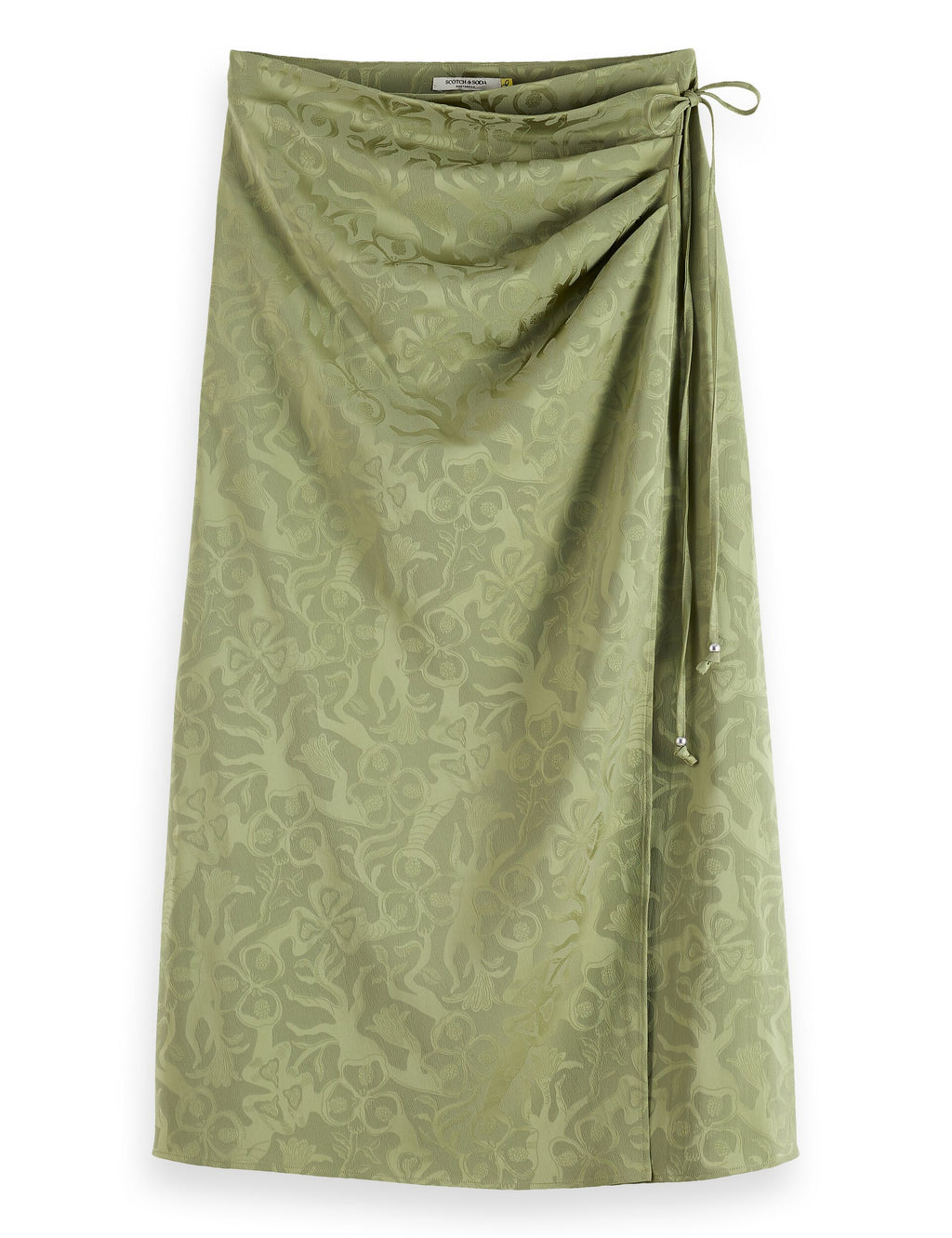 Fluid wrapped midi skirt