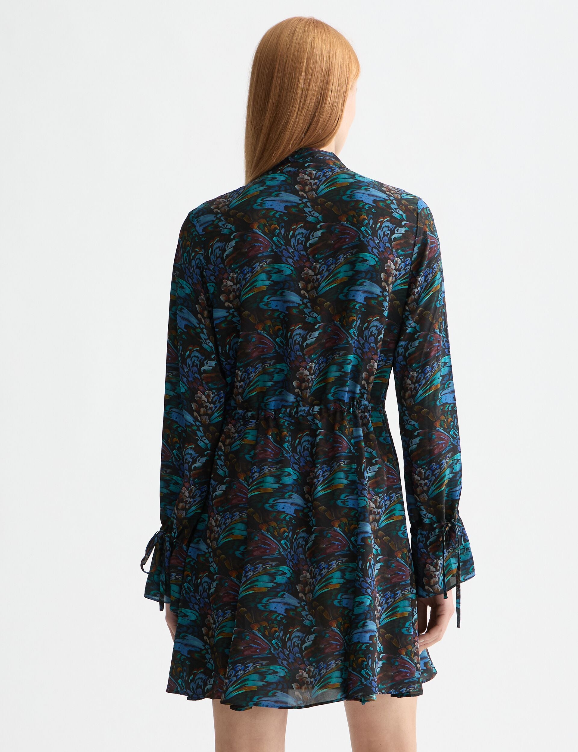 Printed long sleeve mini dress
