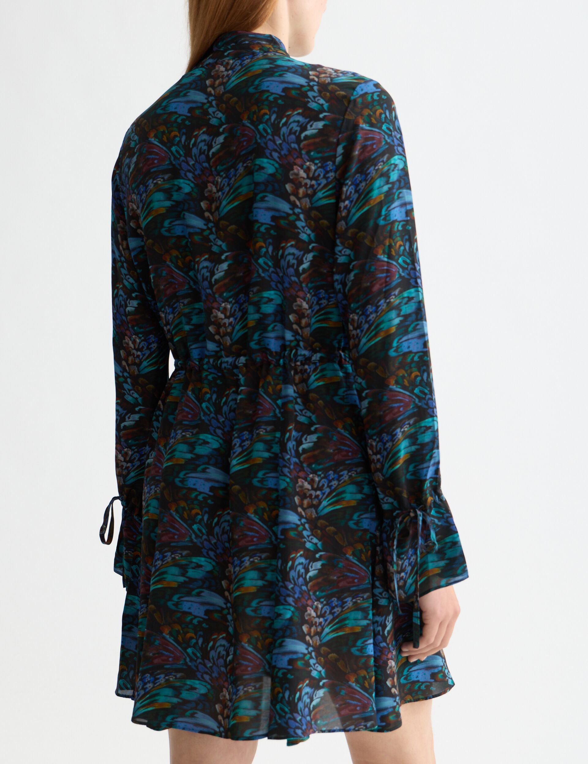 Printed long sleeve mini dress