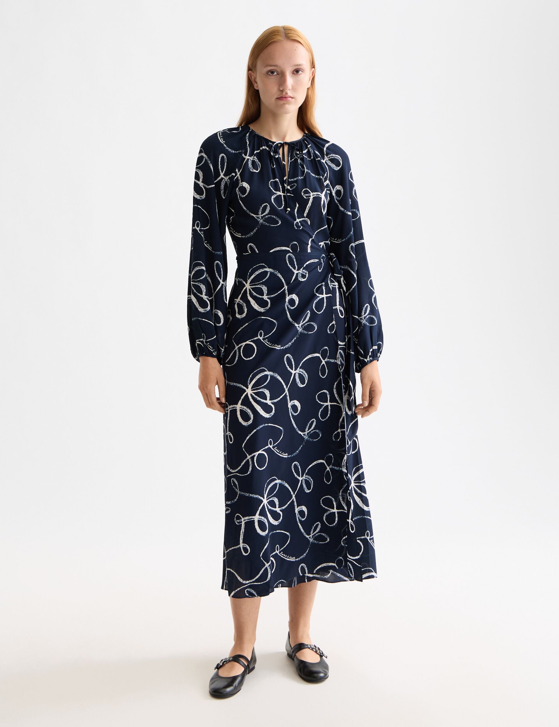 Midi wrap dress with key hole