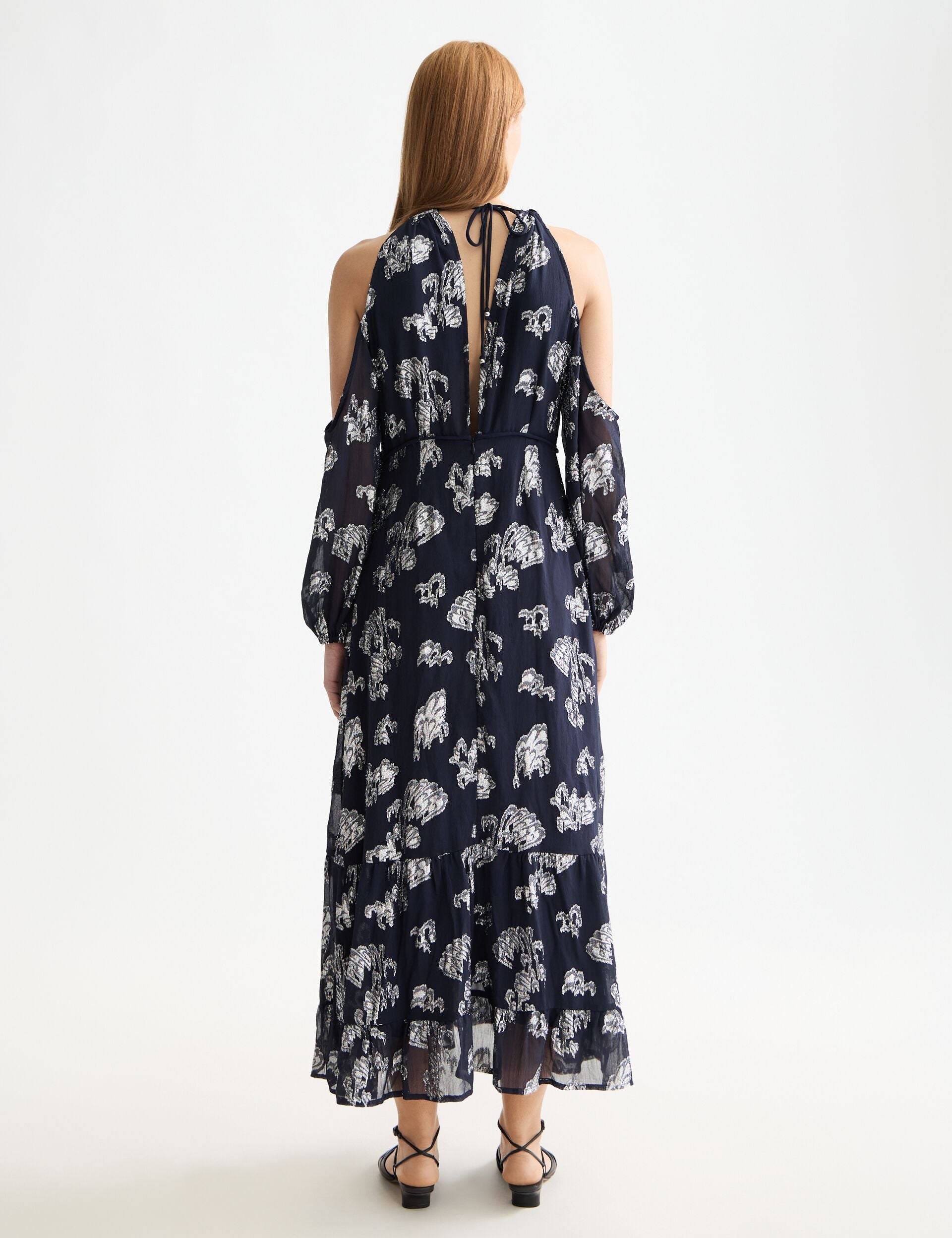 Fil coupe open shoulder maxi dress