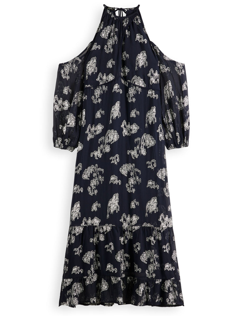 Fil coupe open shoulder maxi dress