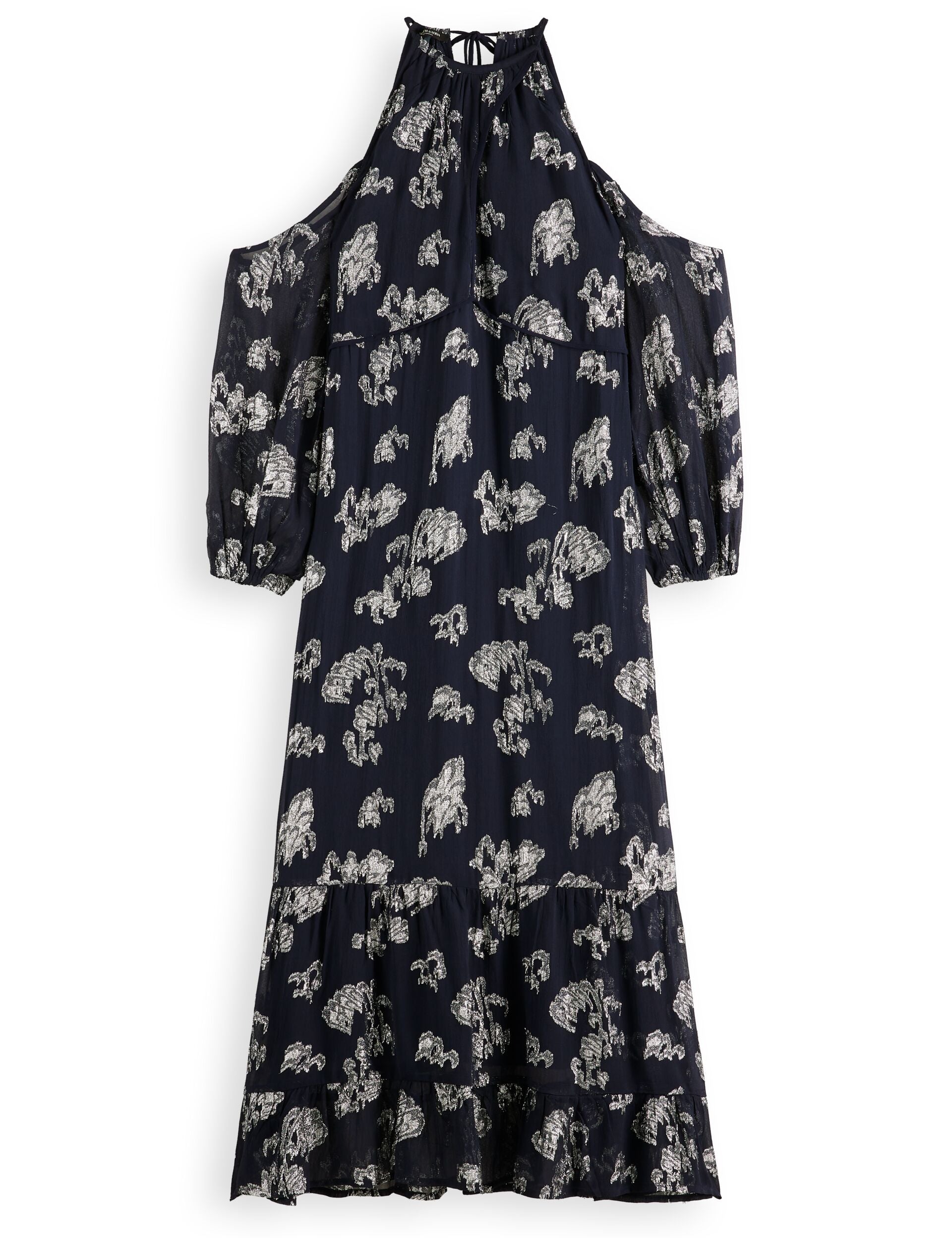 Fil coupe open shoulder maxi dress