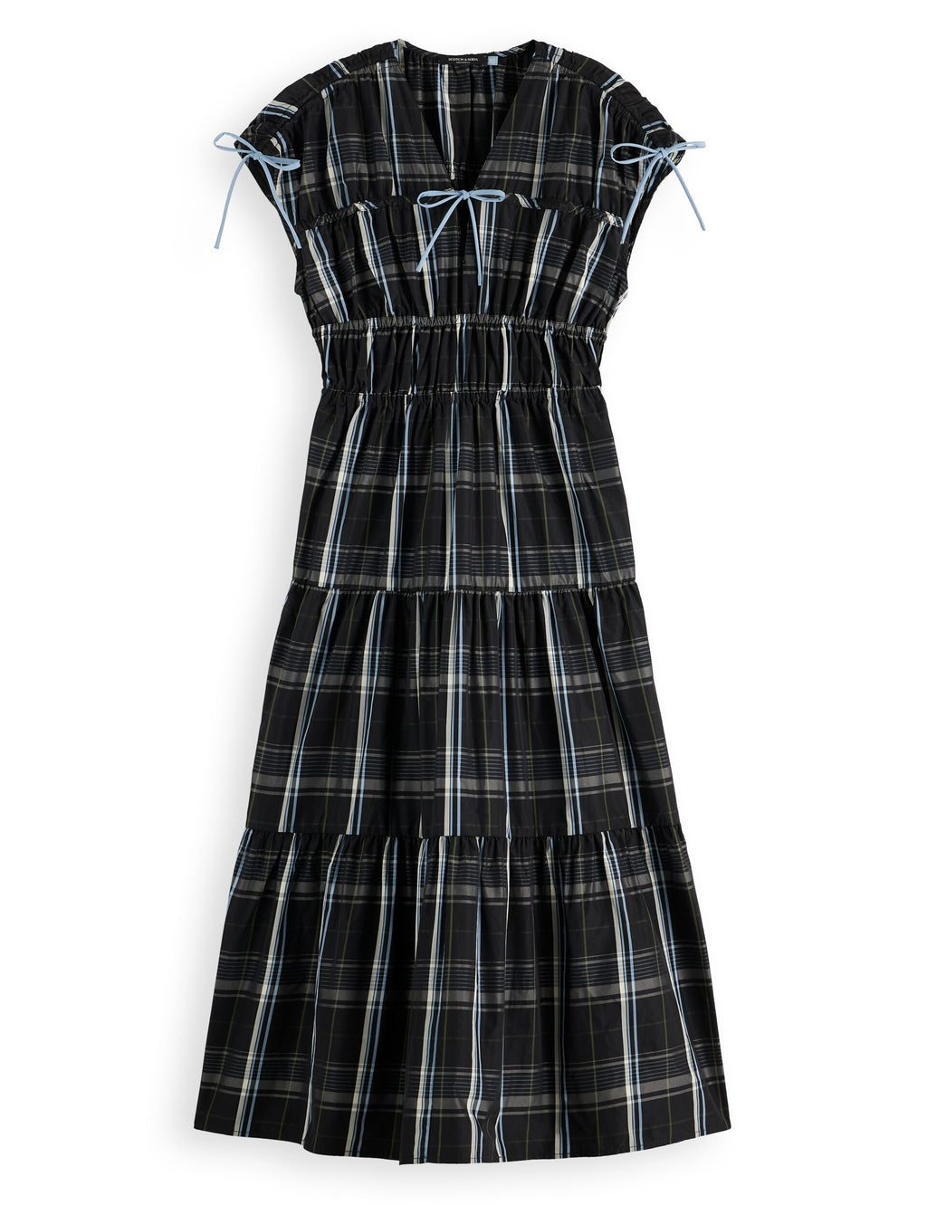 Gathered Taffeta midi dress with tied details