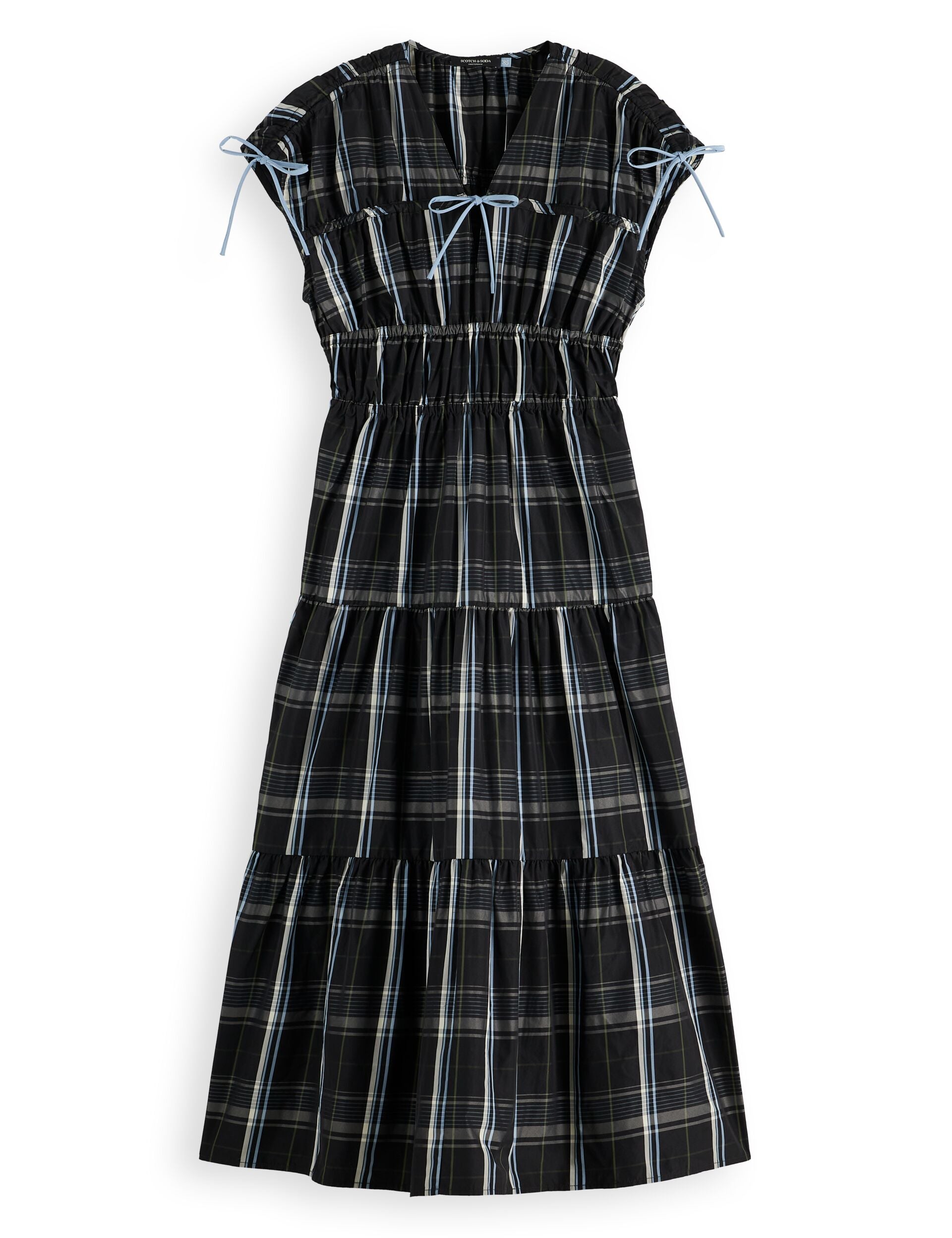 Gathered Taffeta midi dress with tied details