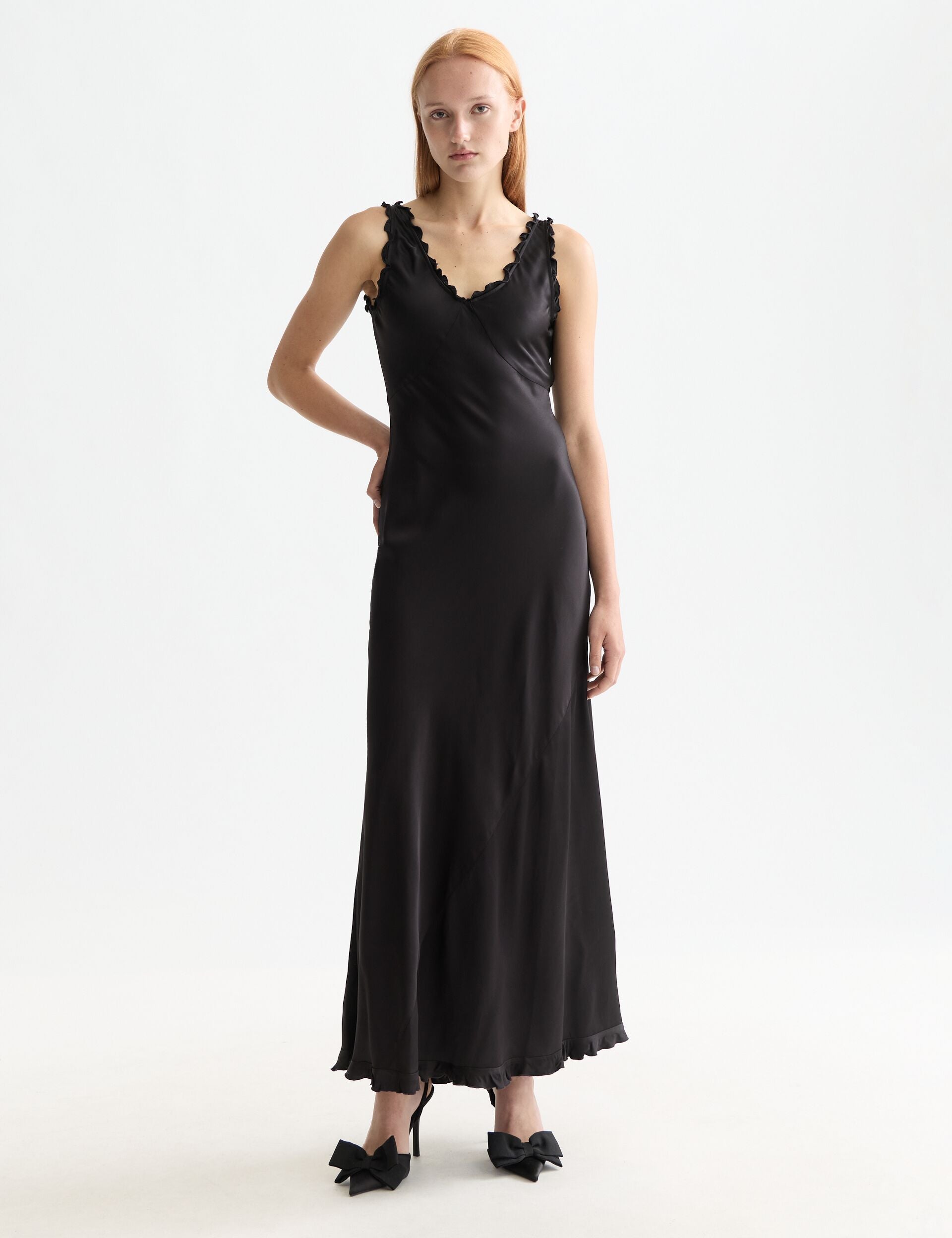 Maxi Slip dress with ruffled edges