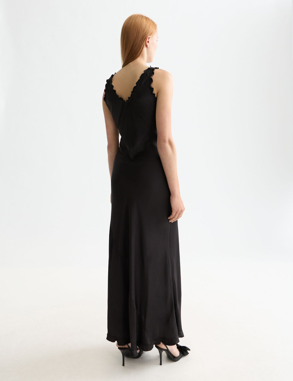 Maxi Slip dress with ruffled edges