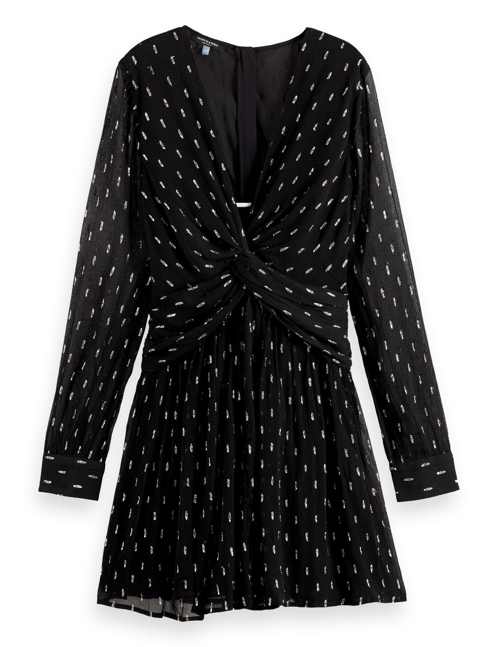 Long sleeve mini dress with draped front