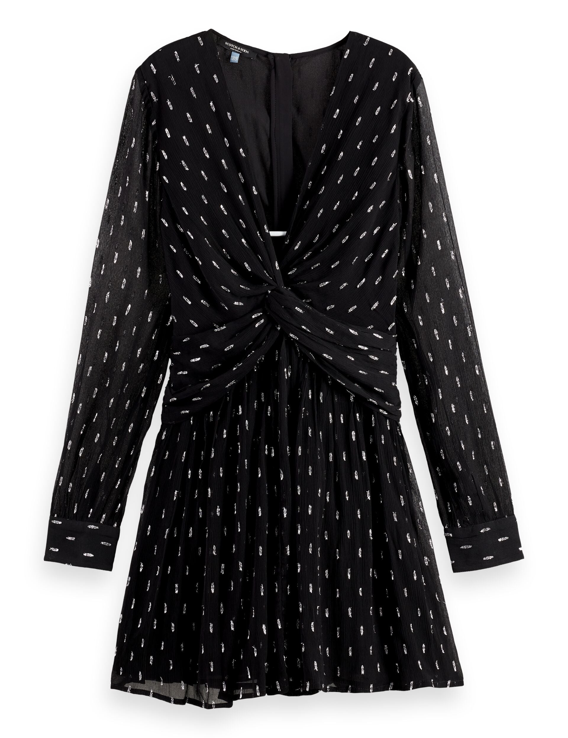 Long sleeve mini dress with draped front