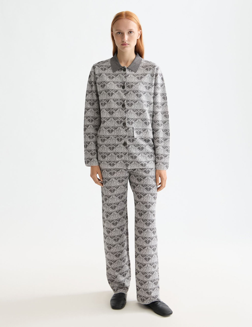 Monogram jacquard knitted trousers