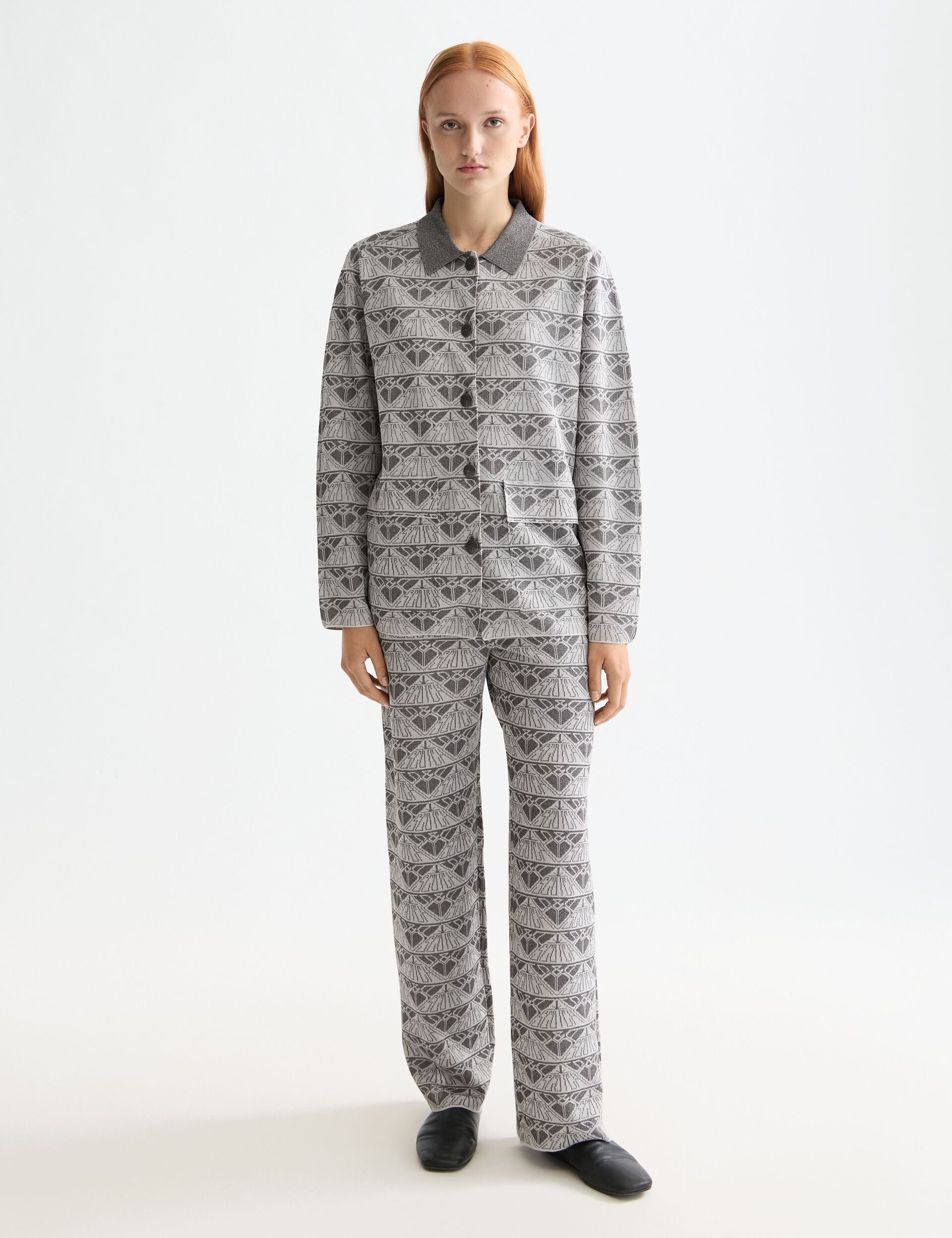 Monogram jacquard knitted trousers