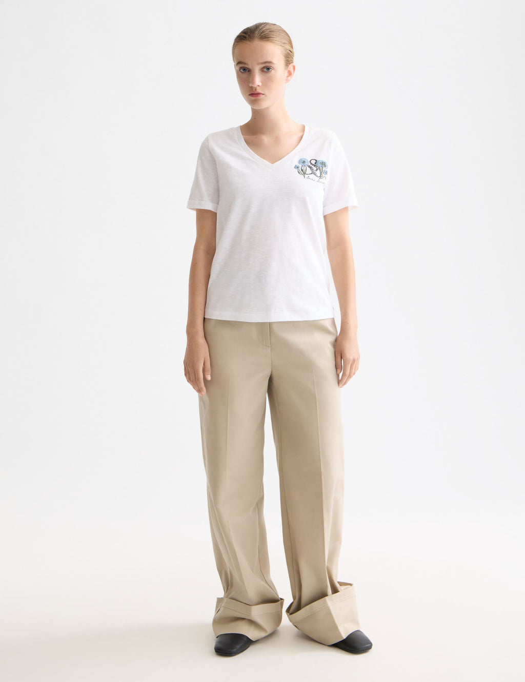 Luca high rise wide leg cuffed chino pant