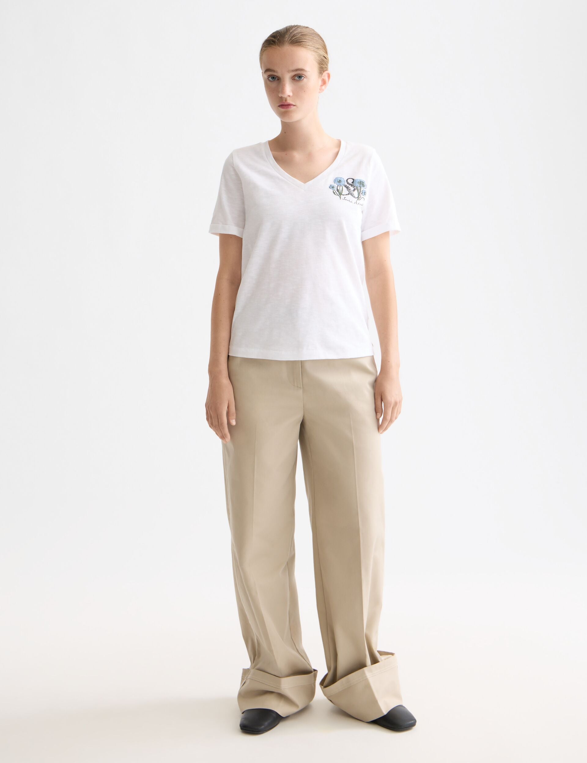 Luca high rise wide leg cuffed chino pant