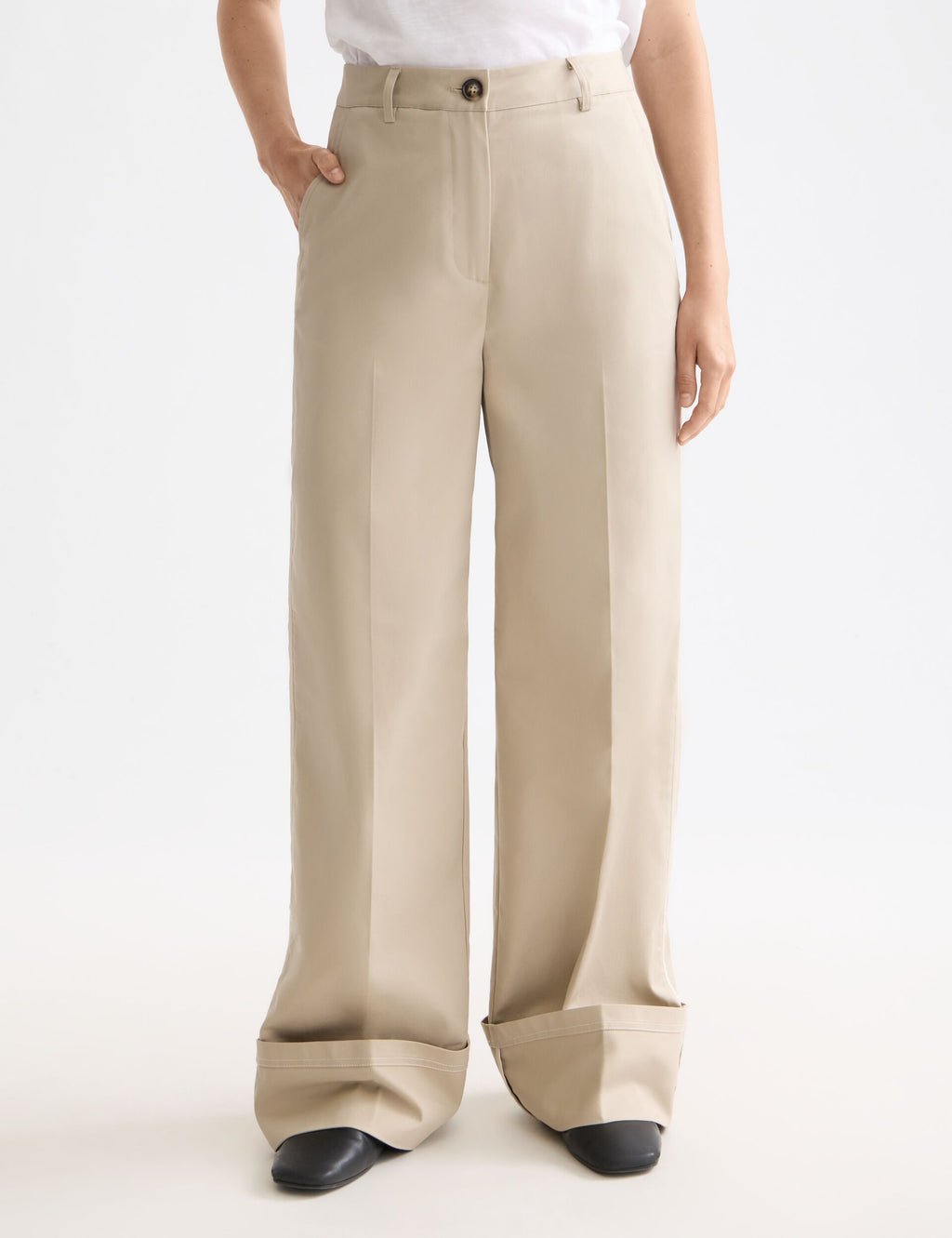 Luca high rise wide leg cuffed chino pant