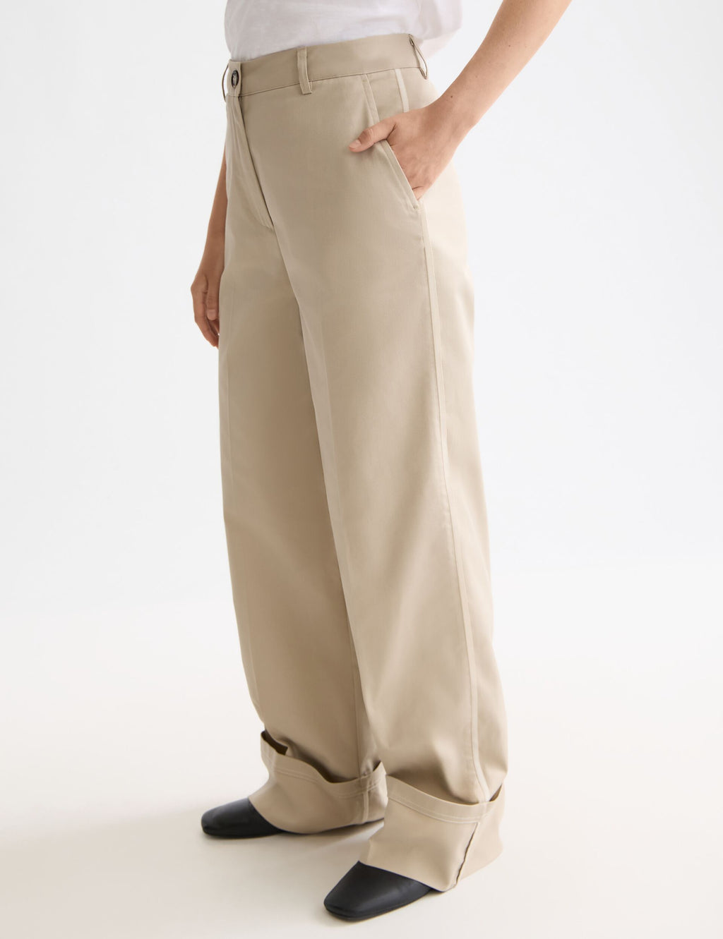 Luca high rise wide leg cuffed chino pant