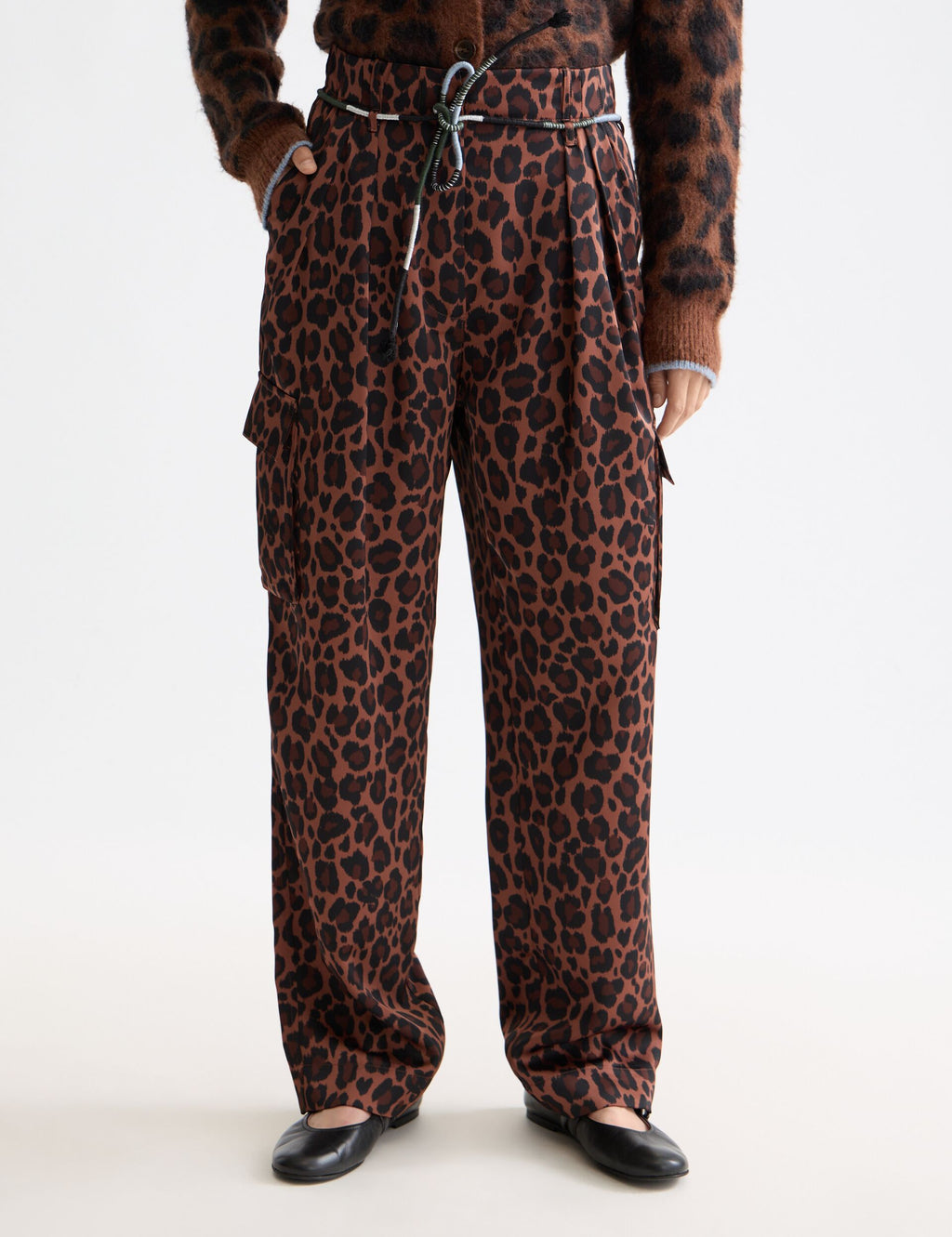 Faye high-rise tapered leg satin cargo pant