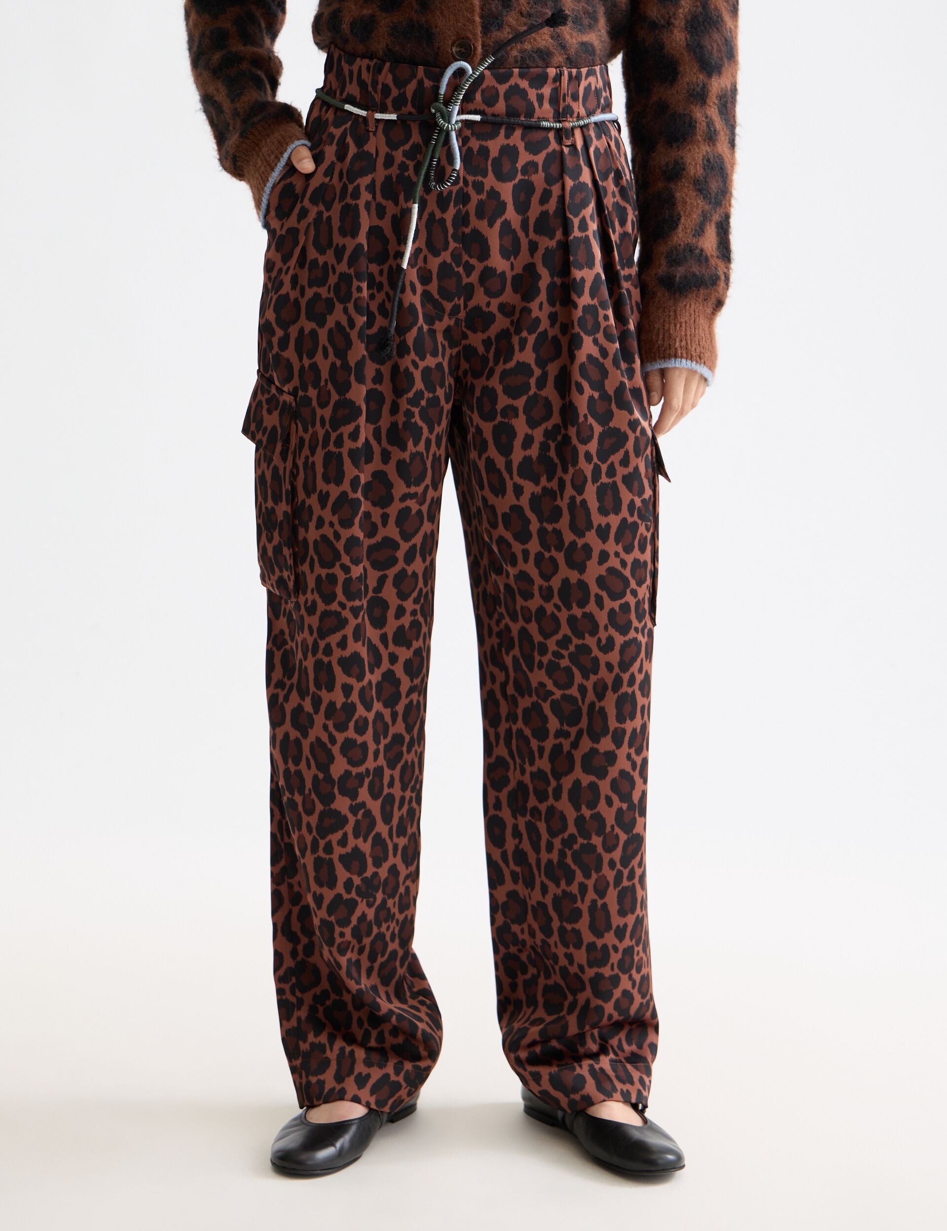 Faye high-rise tapered leg satin cargo pant