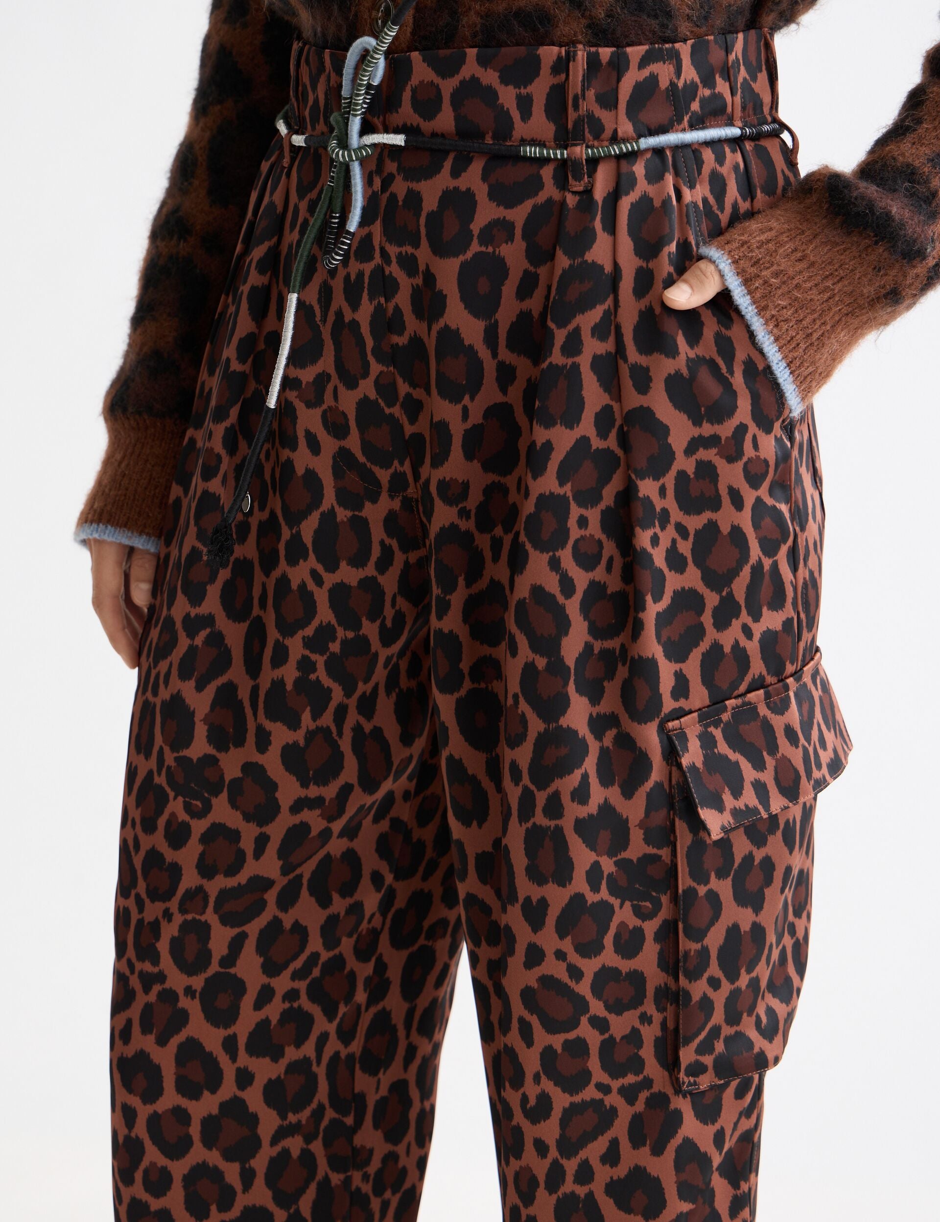 Faye high-rise tapered leg satin cargo pant