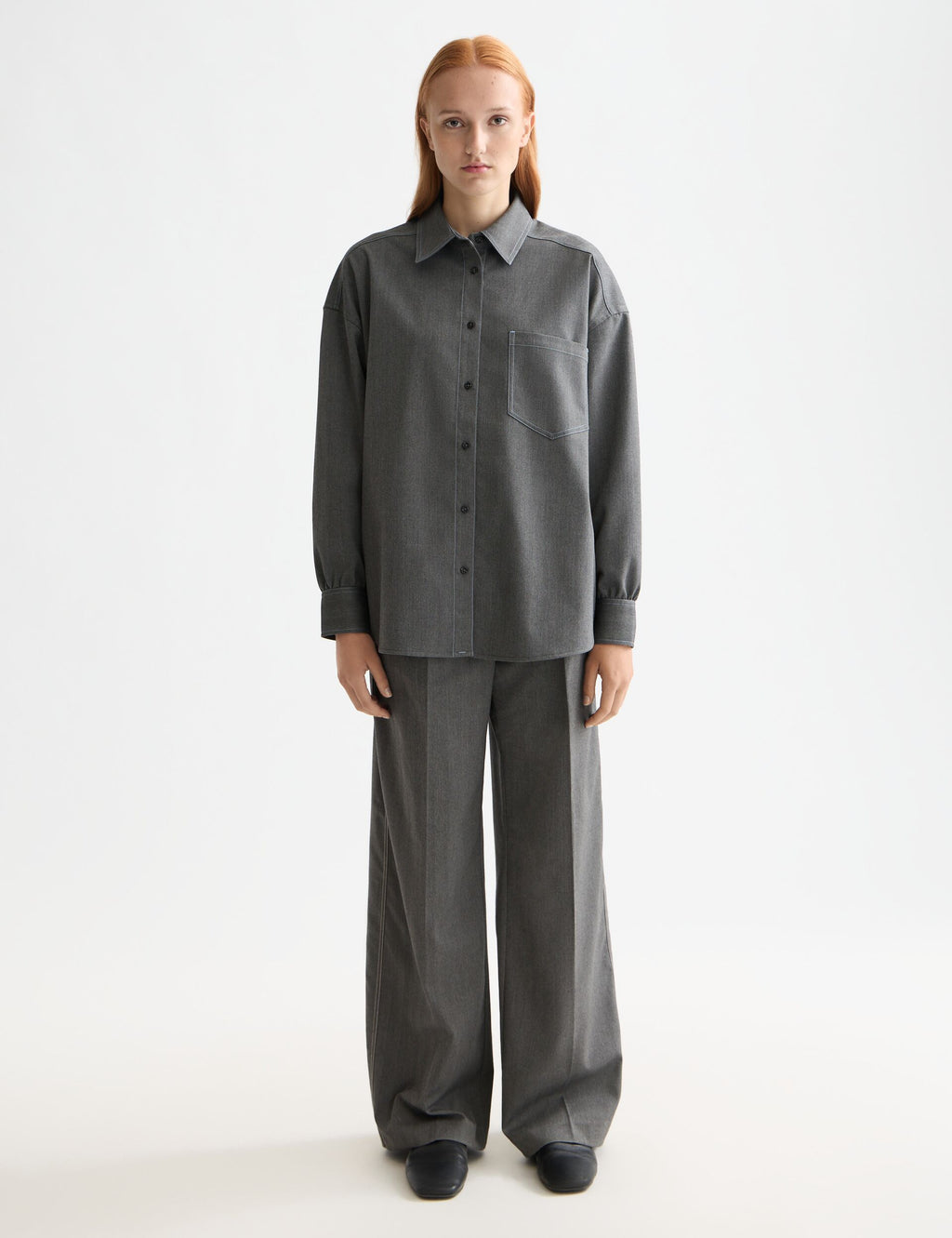 Rose high rise wide leg herringbone pant