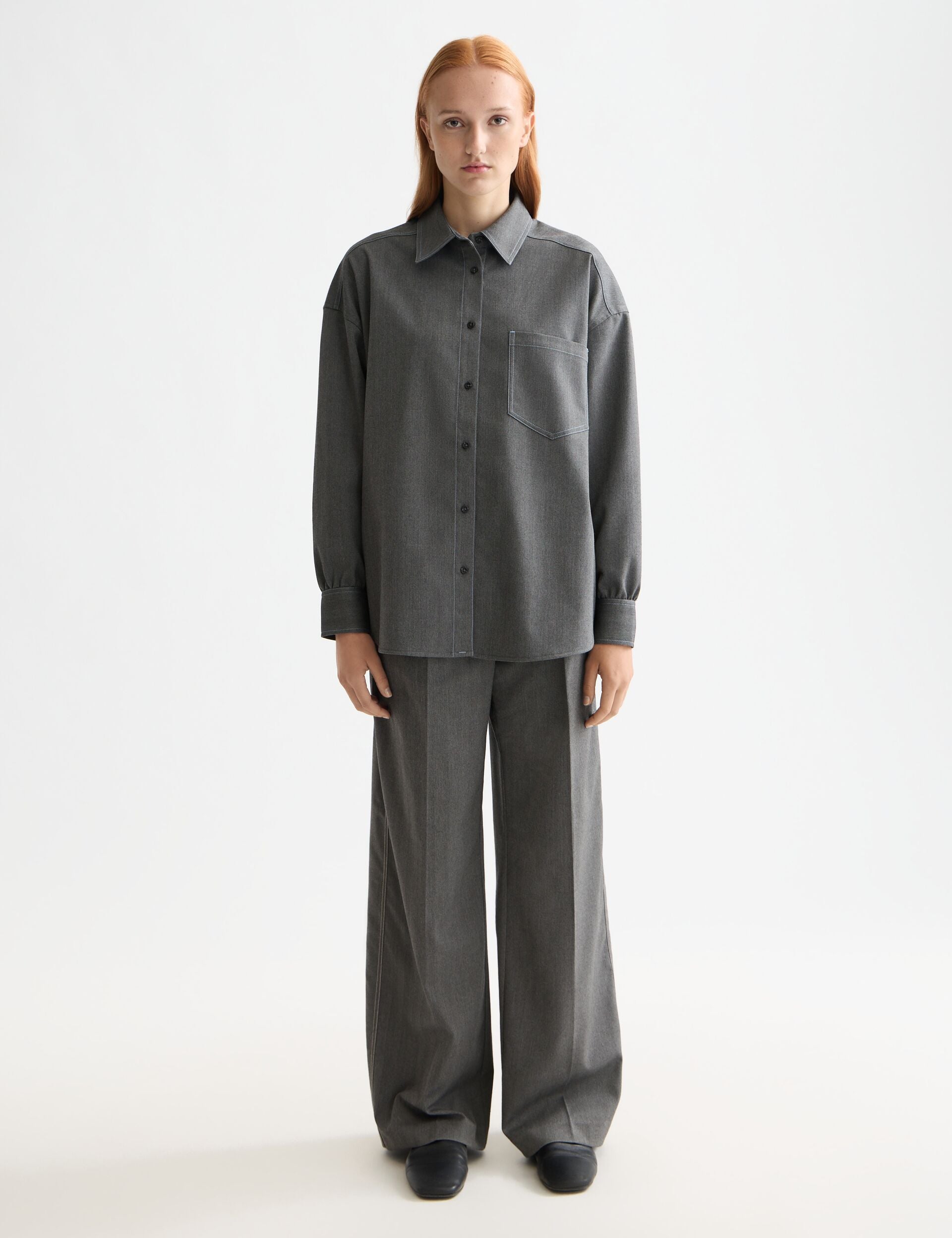 Rose high rise wide leg herringbone pant