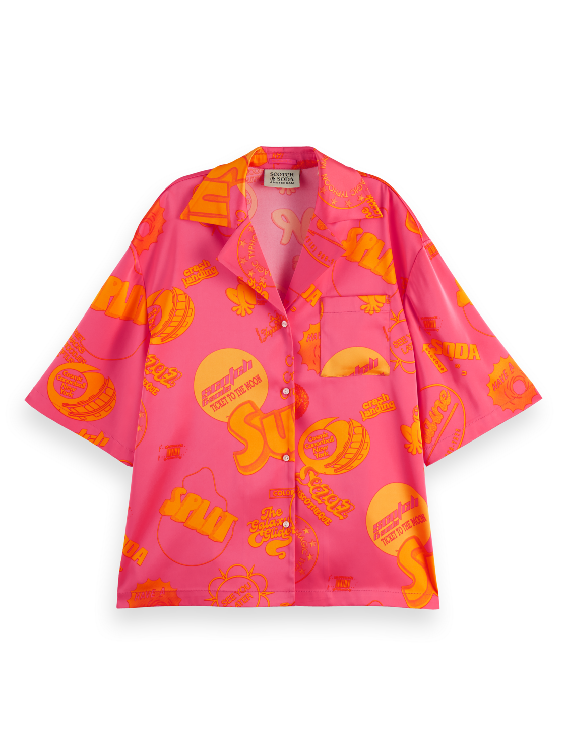 Satin Printed Short Sleeve Shirt